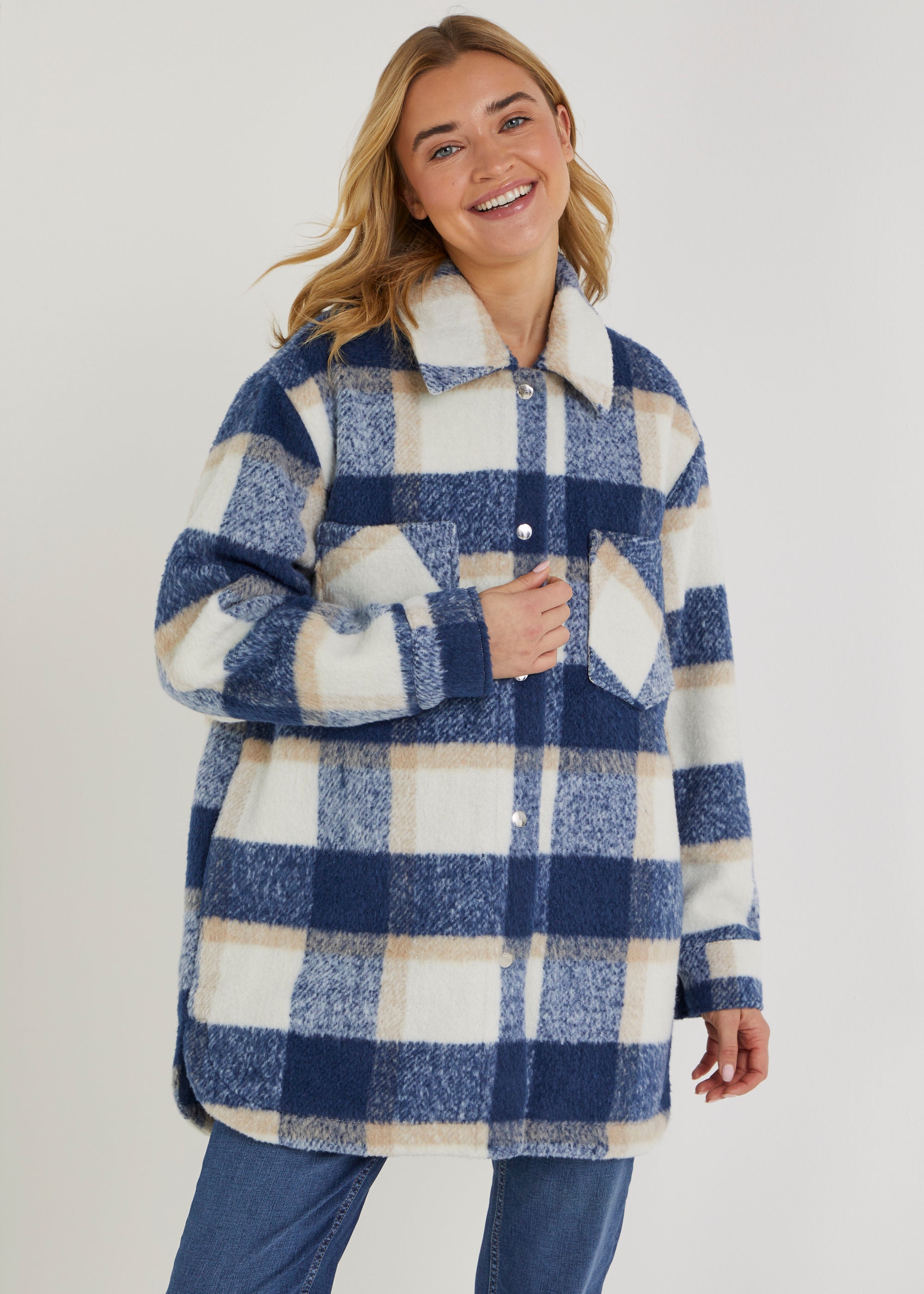 Blue Check Shacket - 8 | Matalan