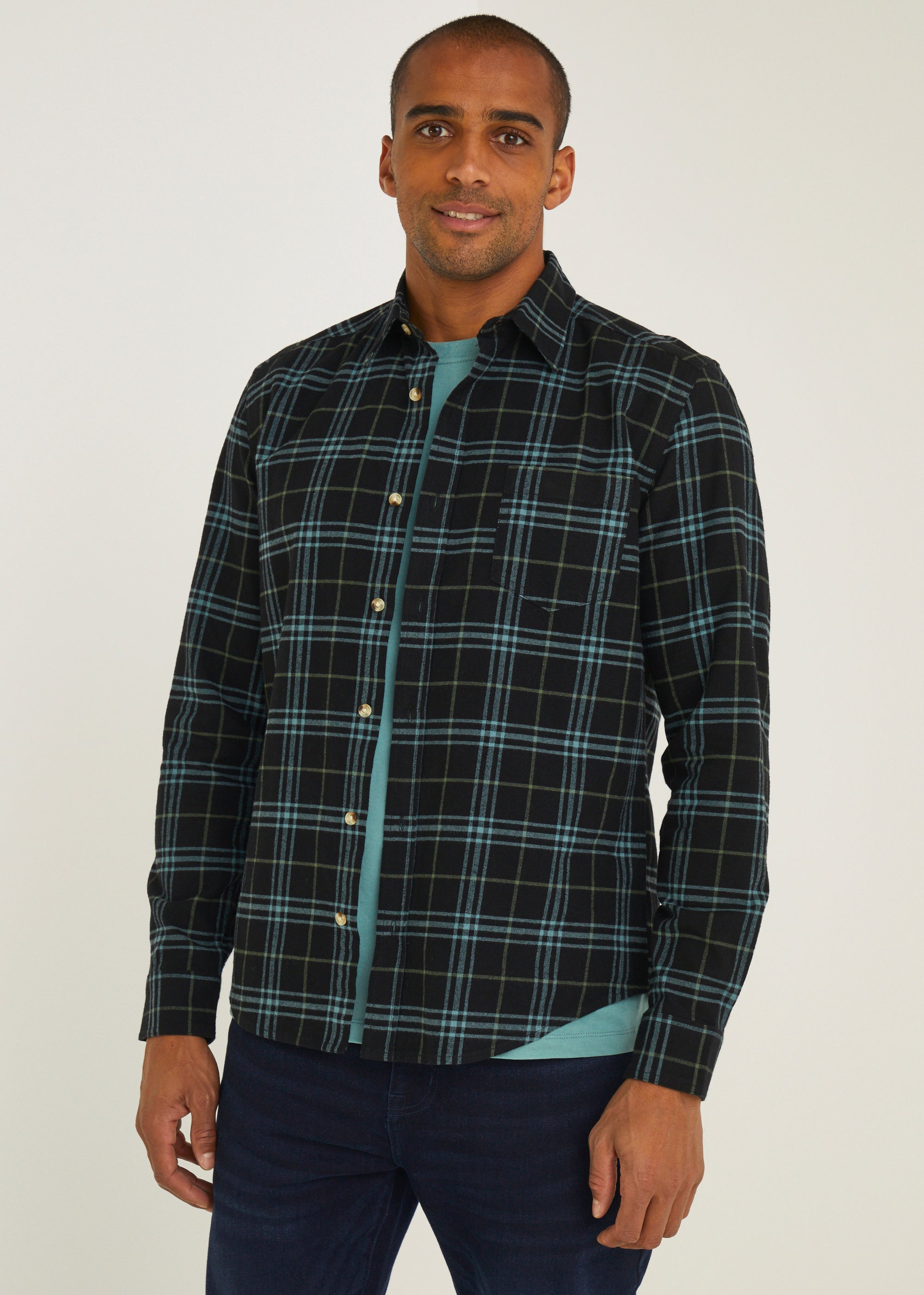 Black & Blue Check Shirt - S