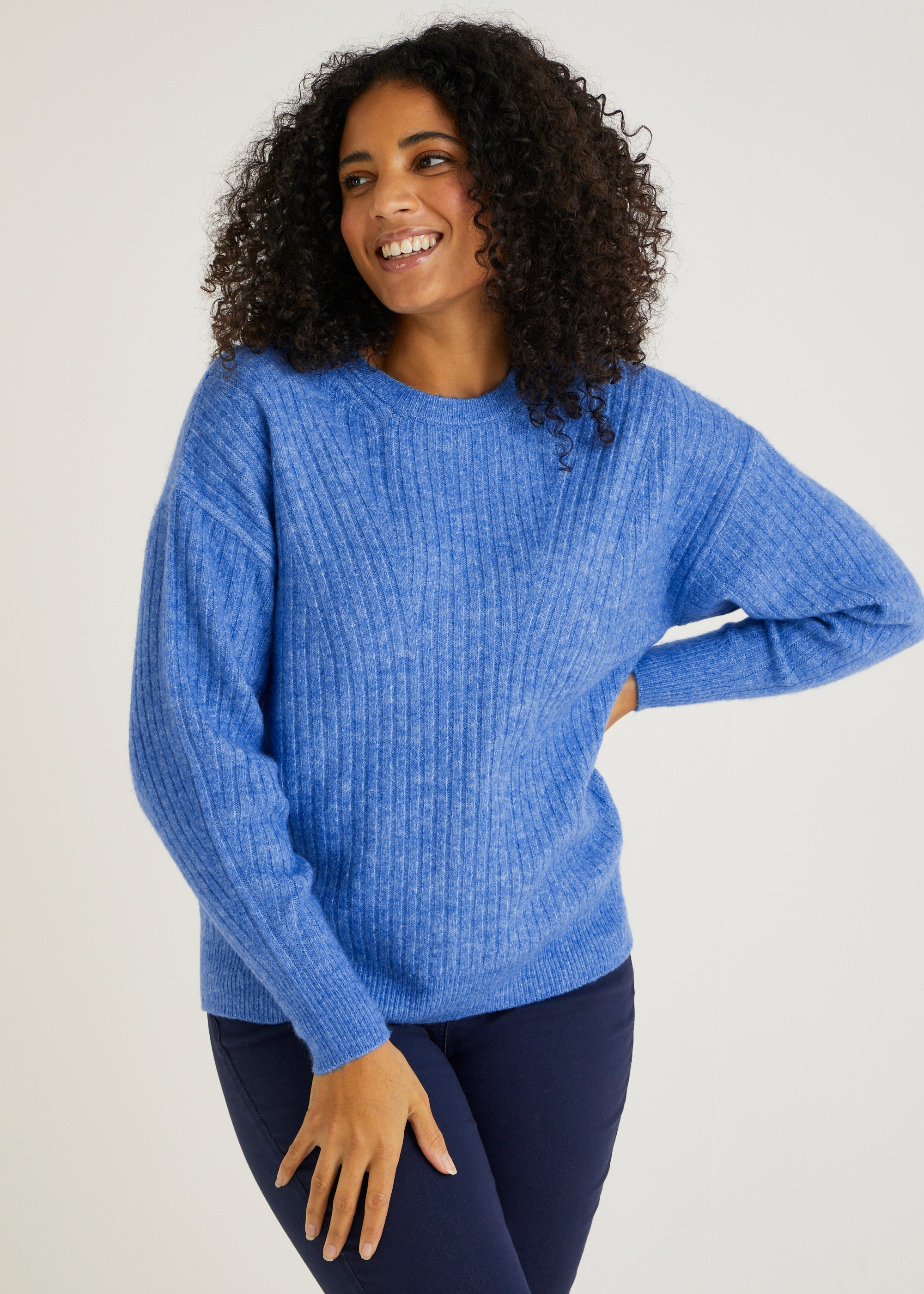 Blue Ribbed Jumper - S | Matalan