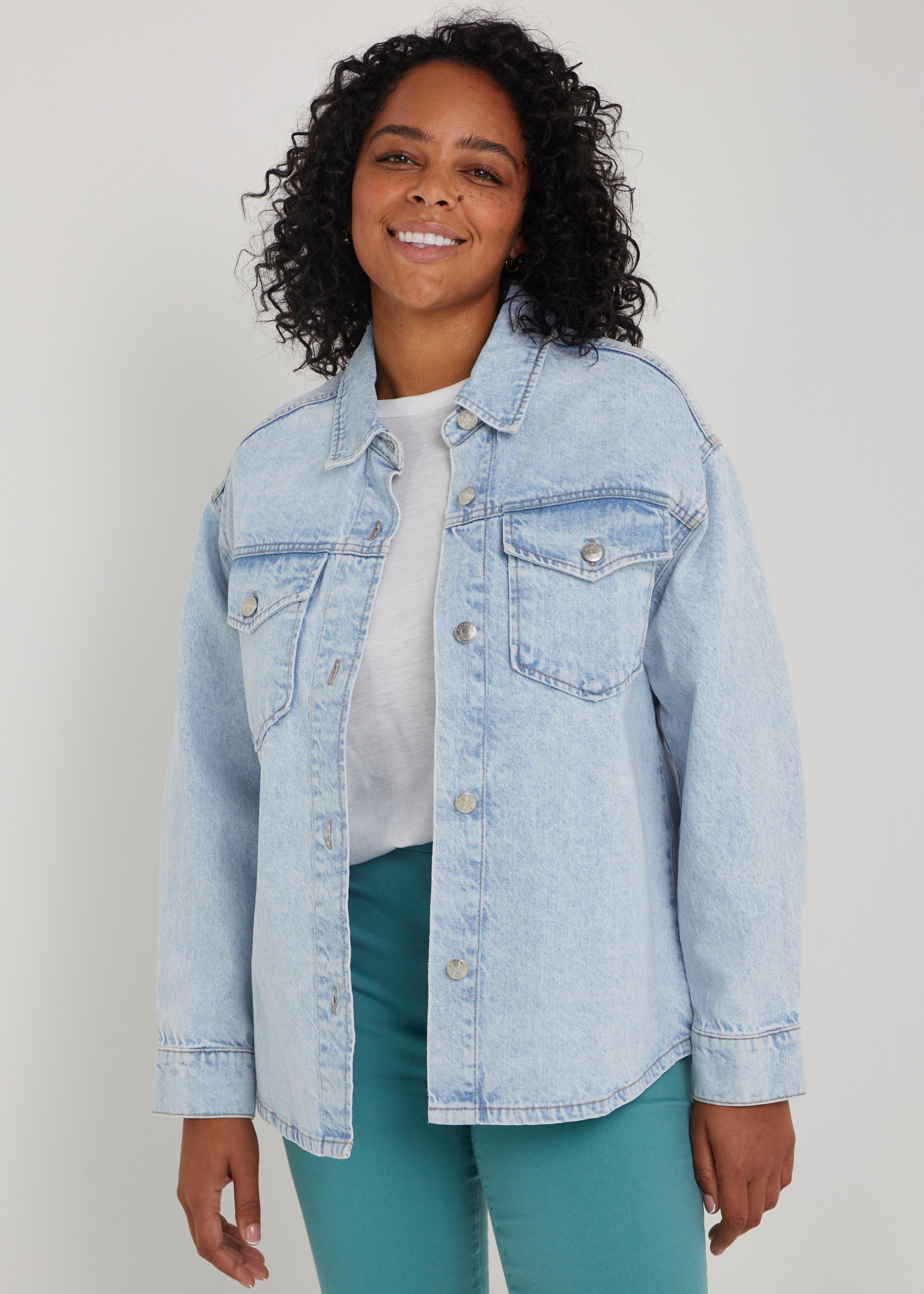 Light Wash Denim Shacket - 8 | Matalan