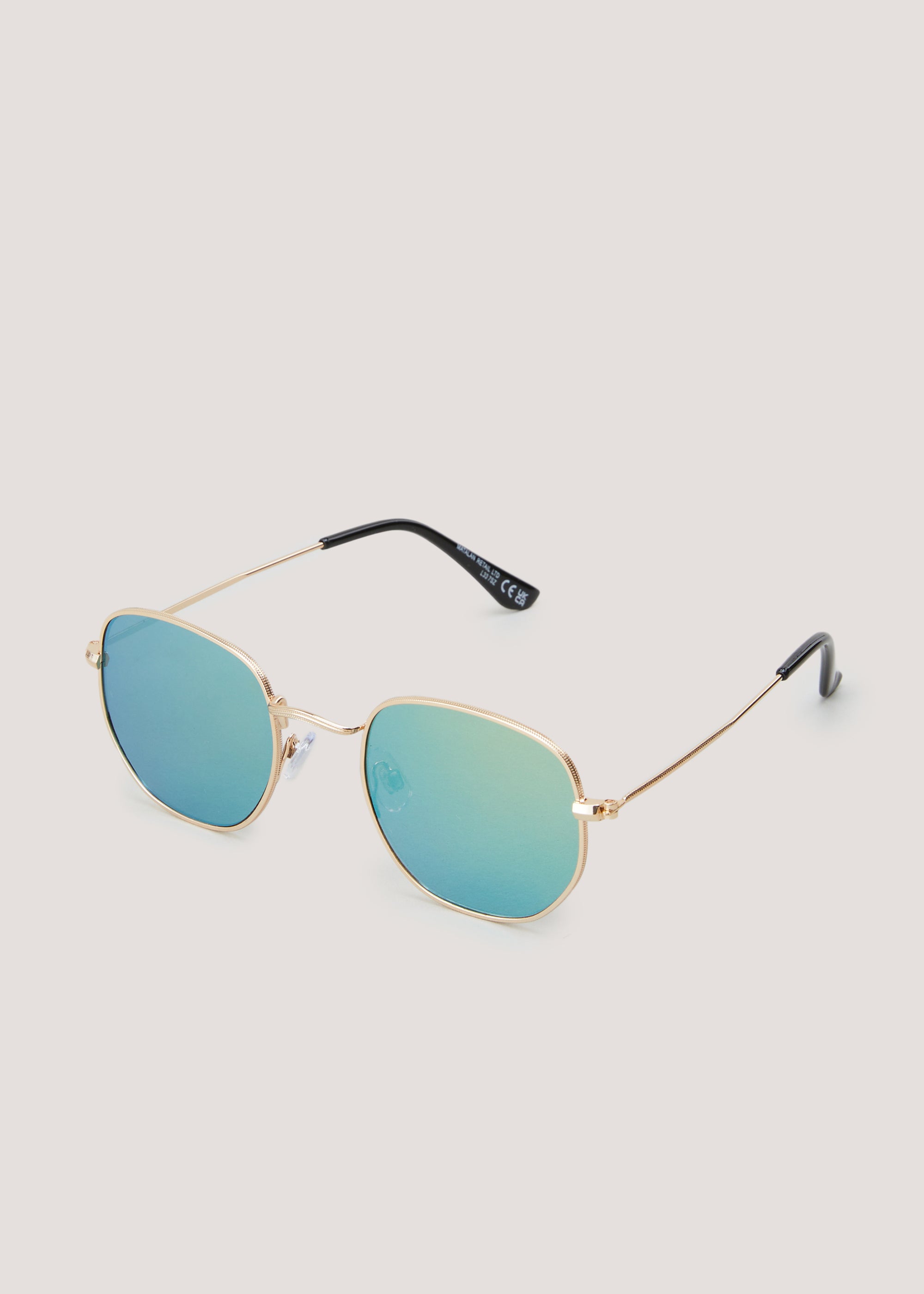 Blue Mirror Hexagon Sunglasses - One Size | Matalan