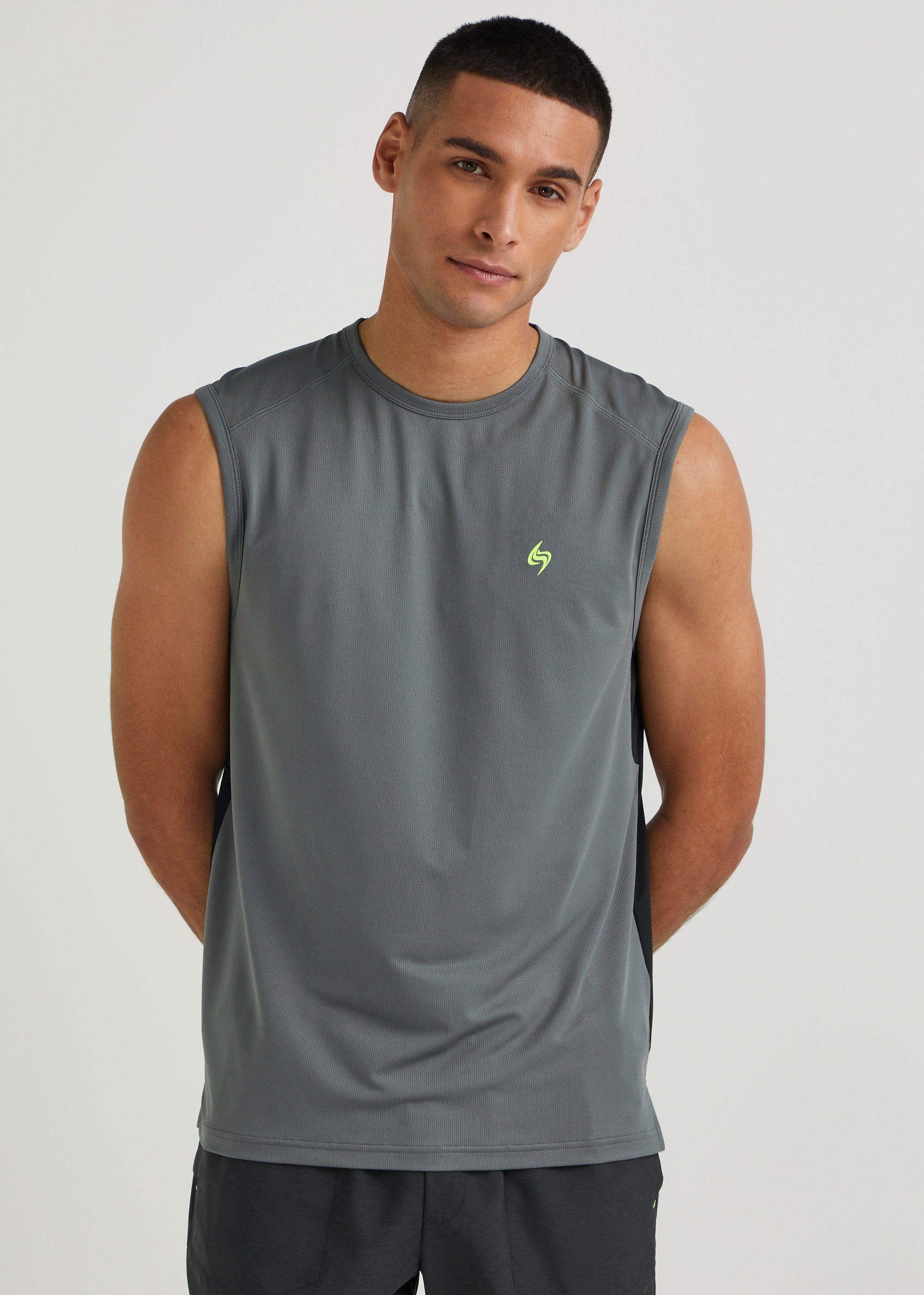 Souluxe Grey Mesh Sports Tank Top - S | Matalan