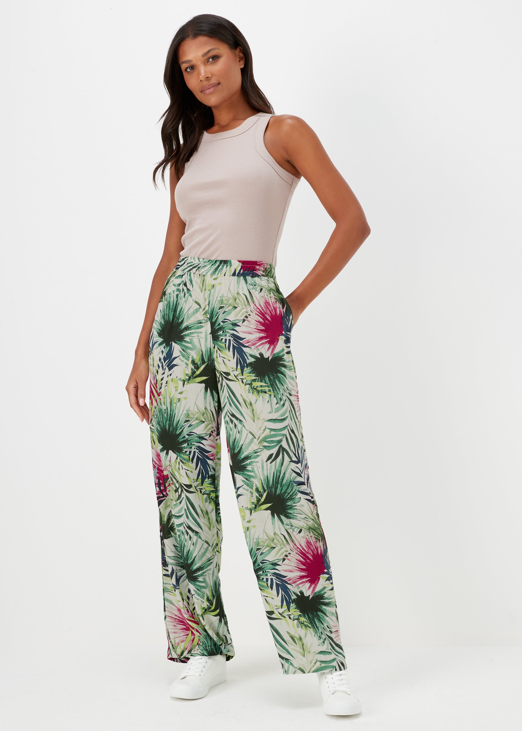 JDY Bora Multicoloured Floral Wide Leg Trousers - 10 | Matalan
