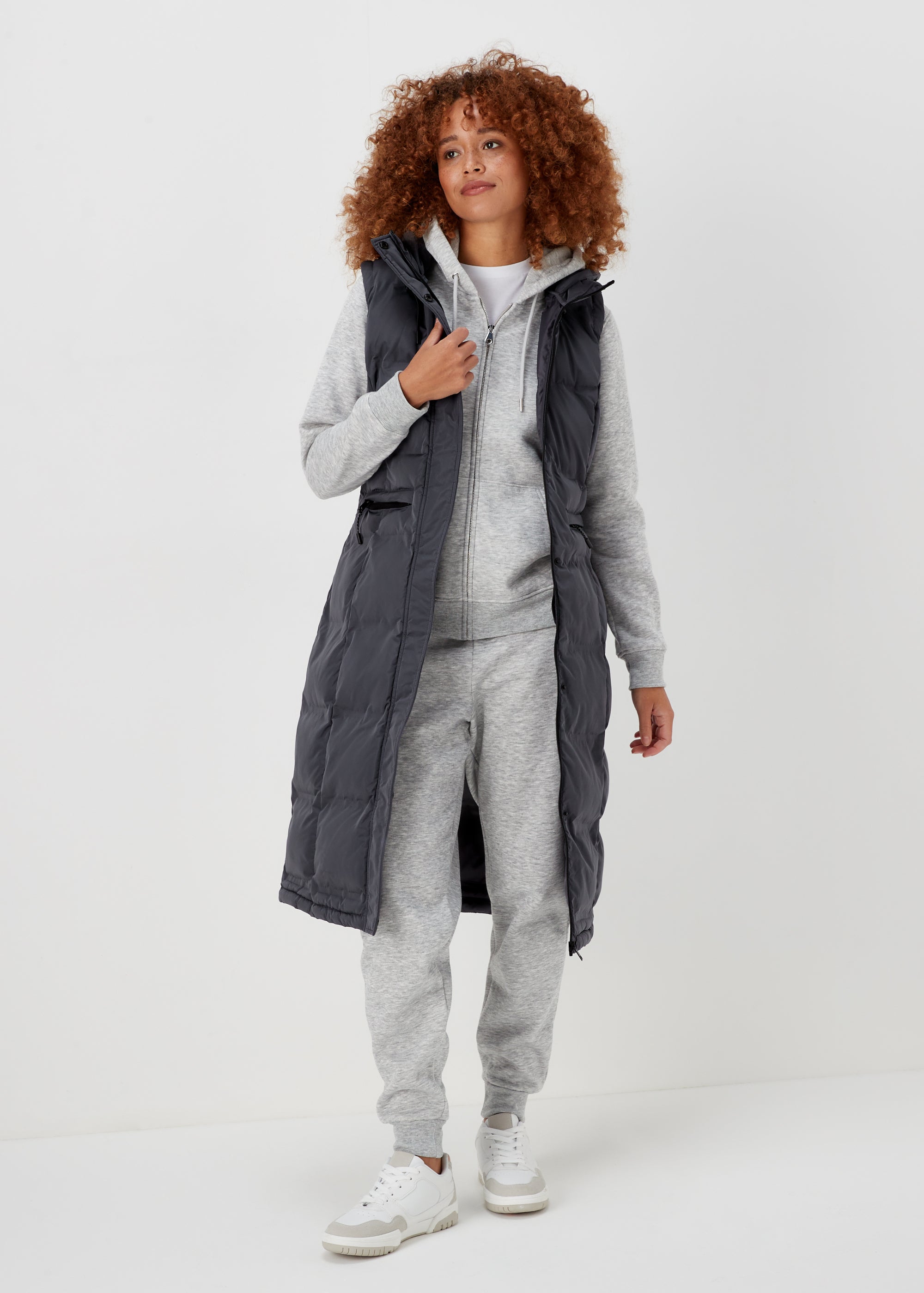 Grey Long Shower Resistant Gilet - 8 | Matalan
