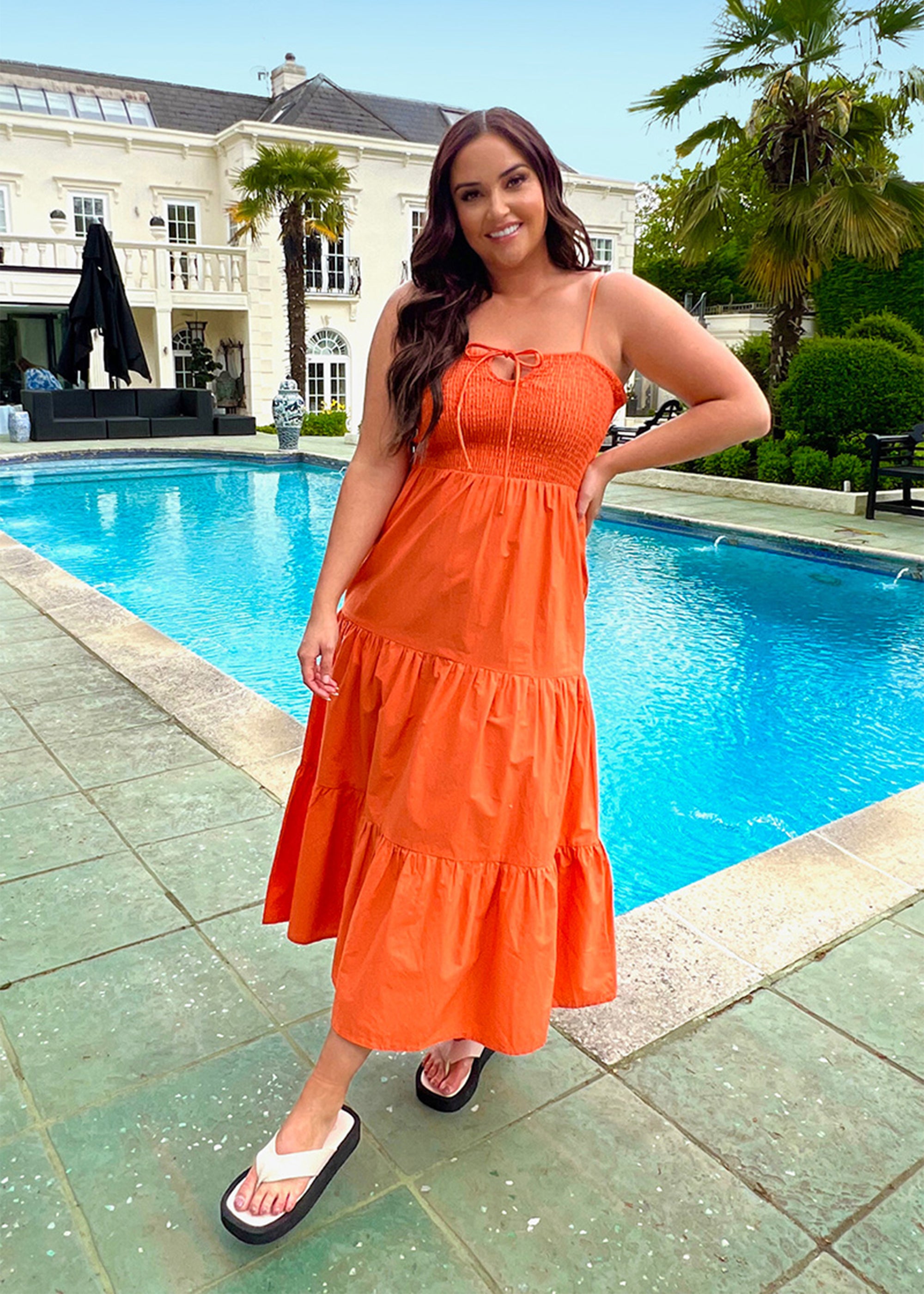In the Style Jac Jossa Orange Halter Neck Midaxi Dress - Size 8