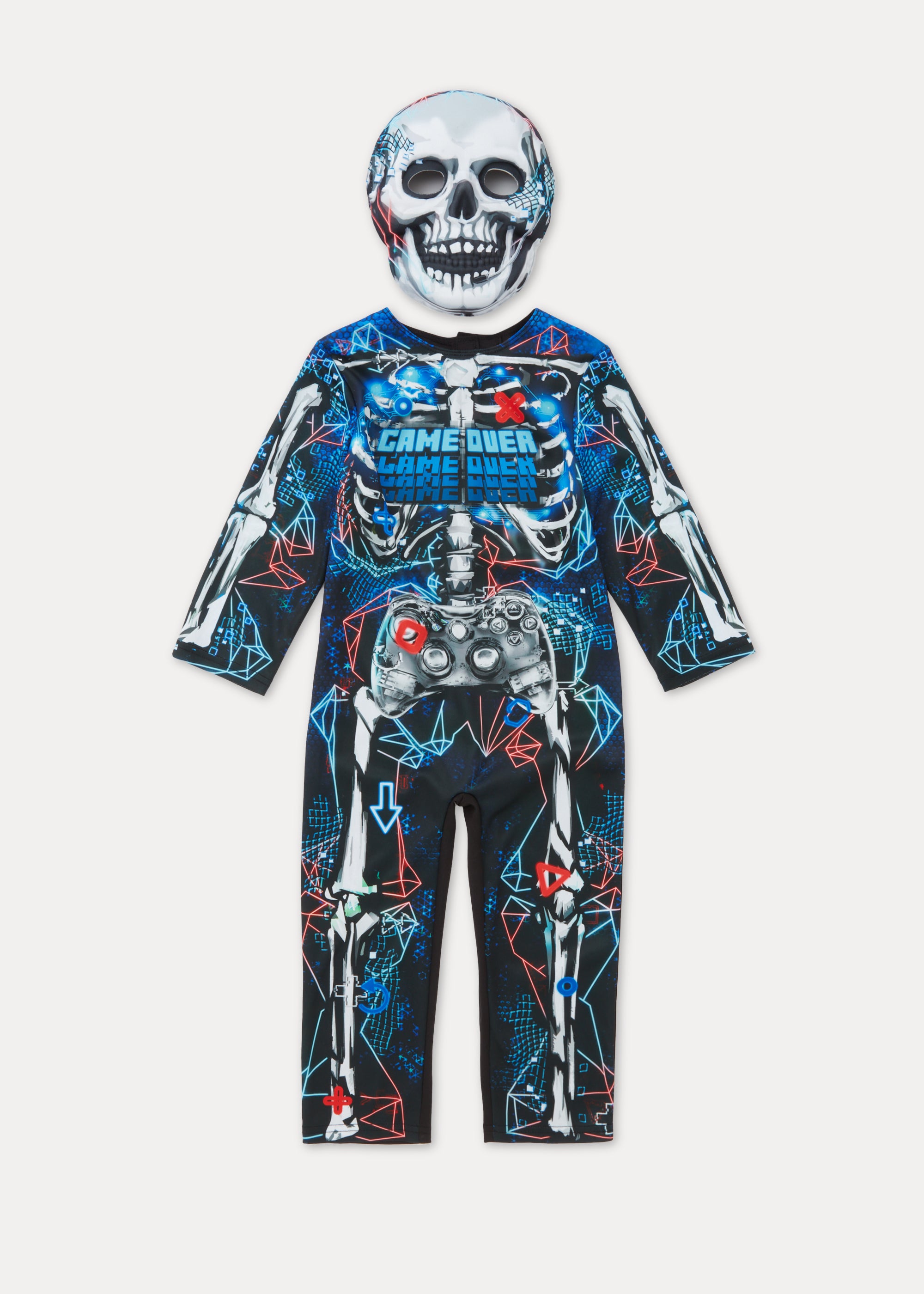 Sincere Party Costume Ninja Unisex Con Stampa Scheletro, 6 Pezzi, Maschera, Top, Pantaloni, Cintura E 2 Pugnali, Per Bambini 3-13 Anni