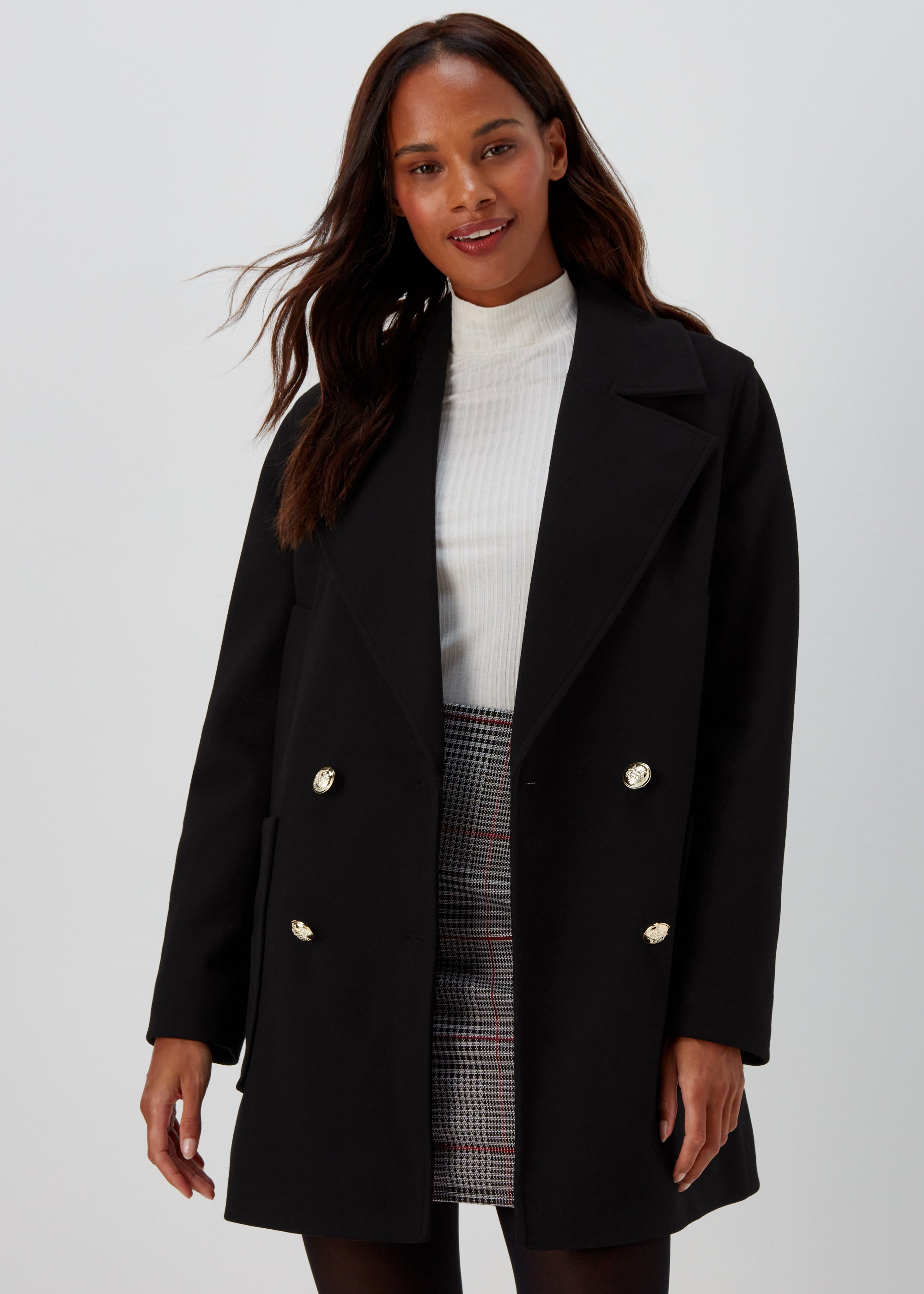 Black Pea Coat - 8 | Matalan