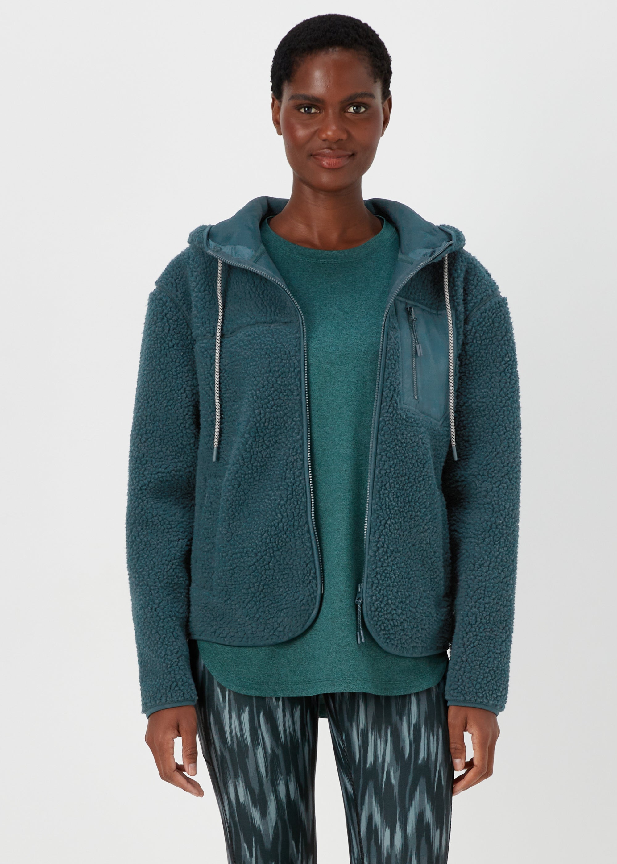 Souluxe Dark Green Hooded Fleece Jacket - S | Matalan
