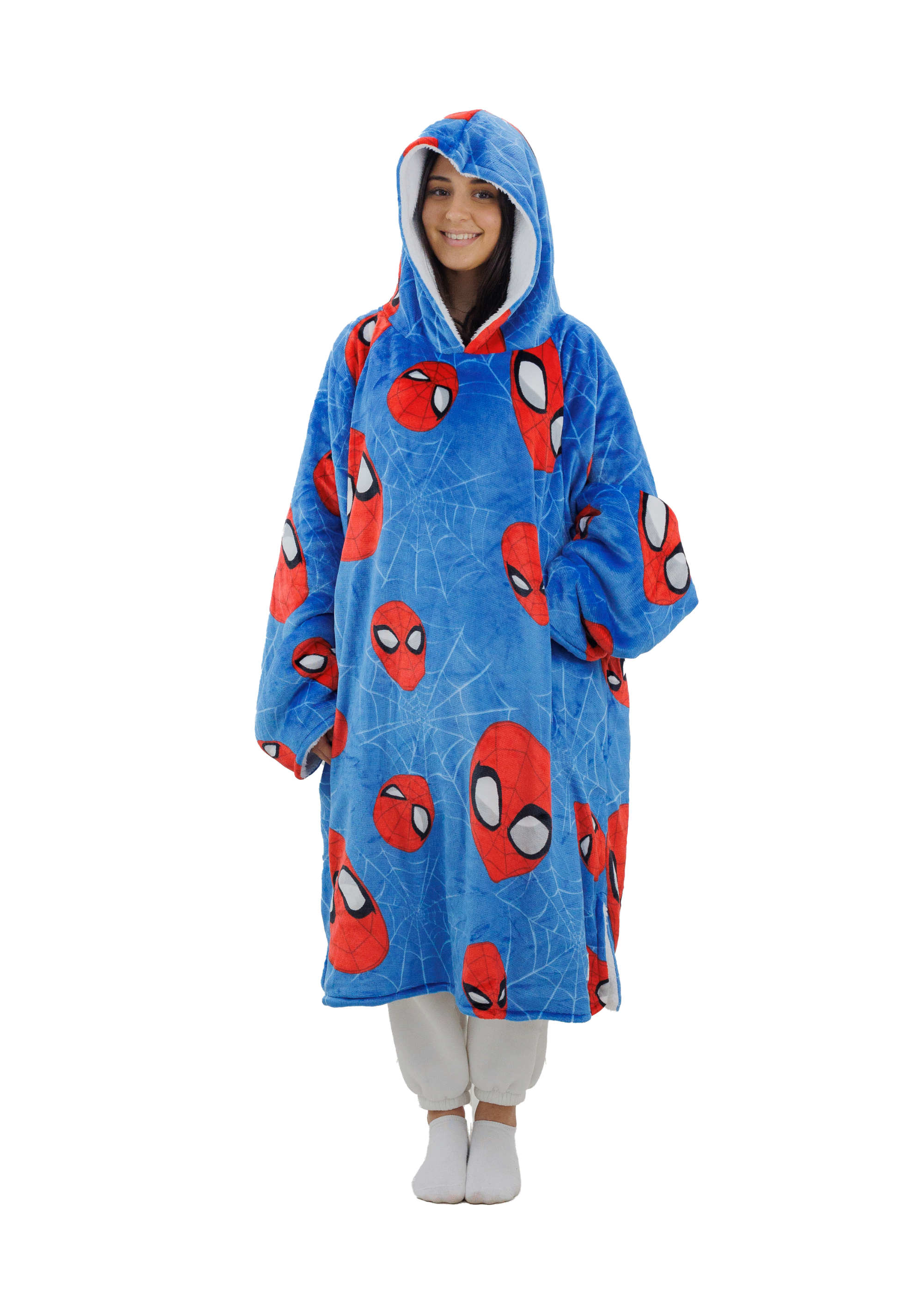 HUGZEE Spiderman Heads Up Wearble Hooded Throw - Medium | Matalan