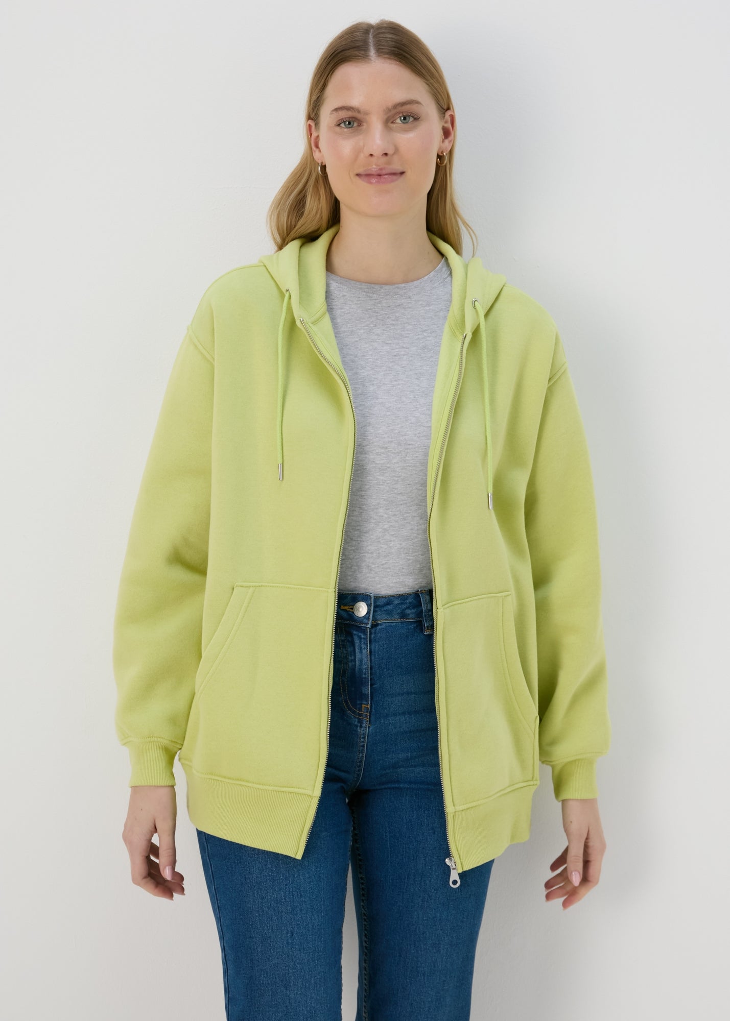 Lime Oversized Zip Up Hoodie - S | Matalan
