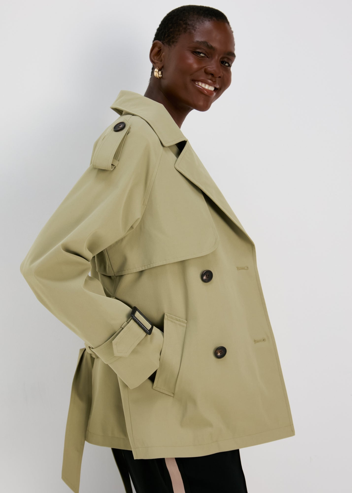Et Vous Khaki Short Trench Coat - 8 | Matalan