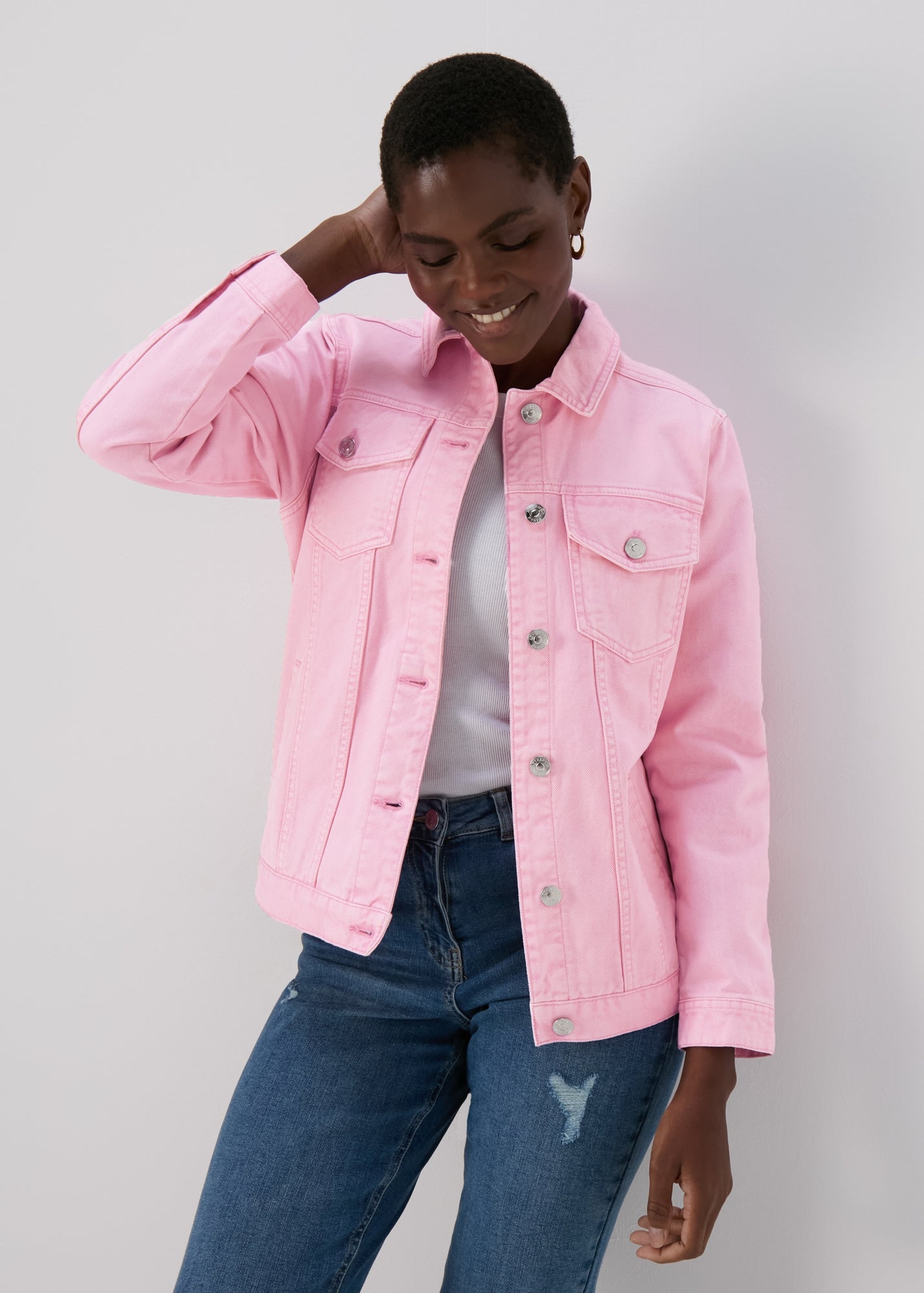 Pink Oversized Denim Jacket - 8 | Matalan