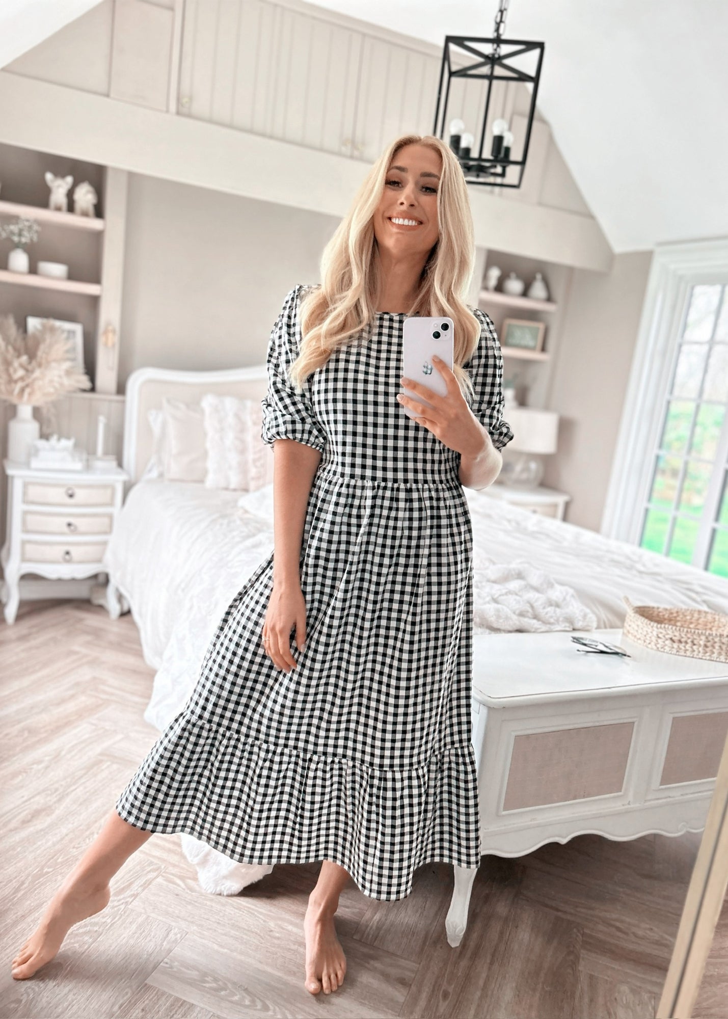 women's black and white gingham dress Cody Gingham Mini Dress in Black main image 1