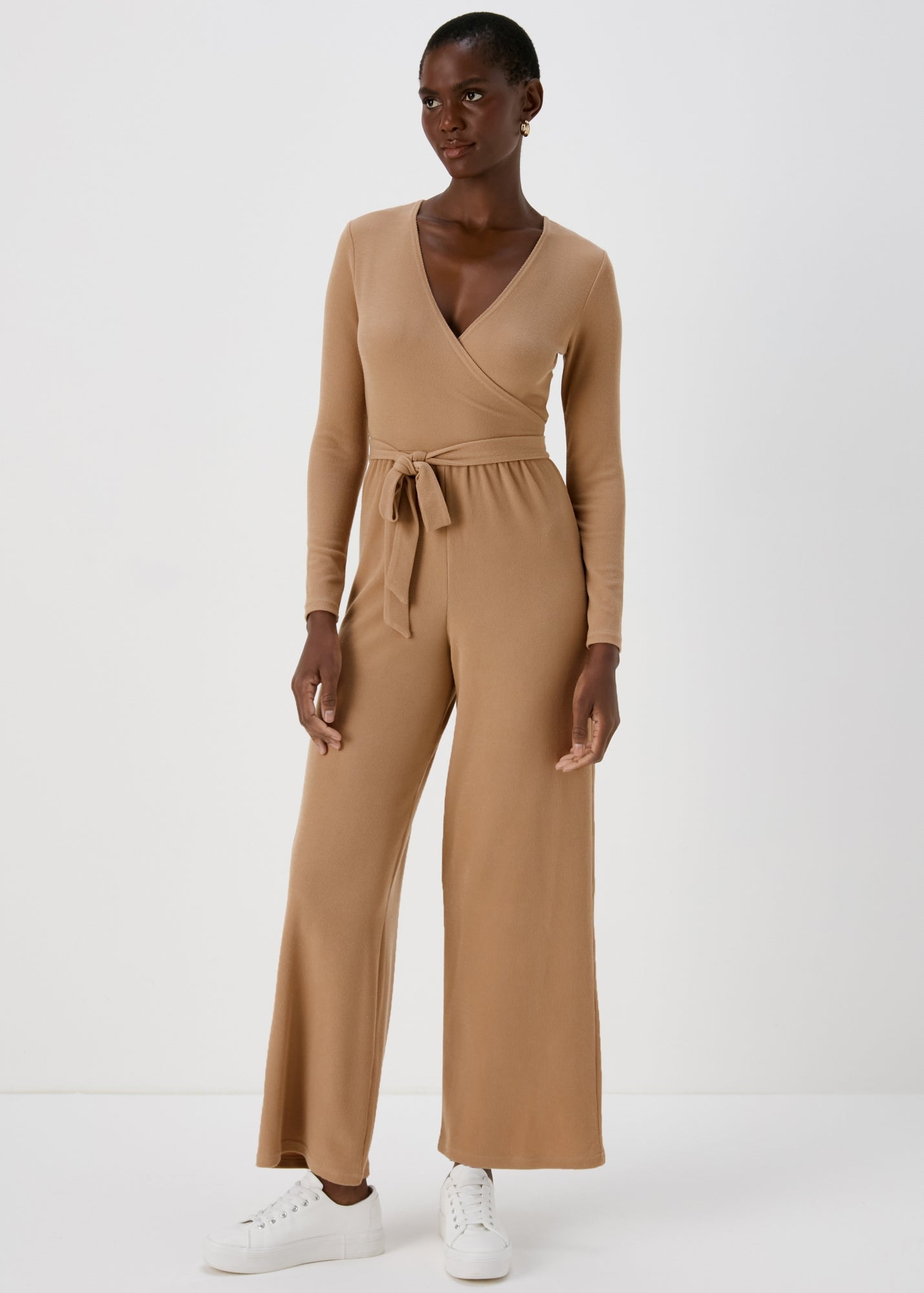 Camel Tie Waist Jumpsuit - 8 | Matalan