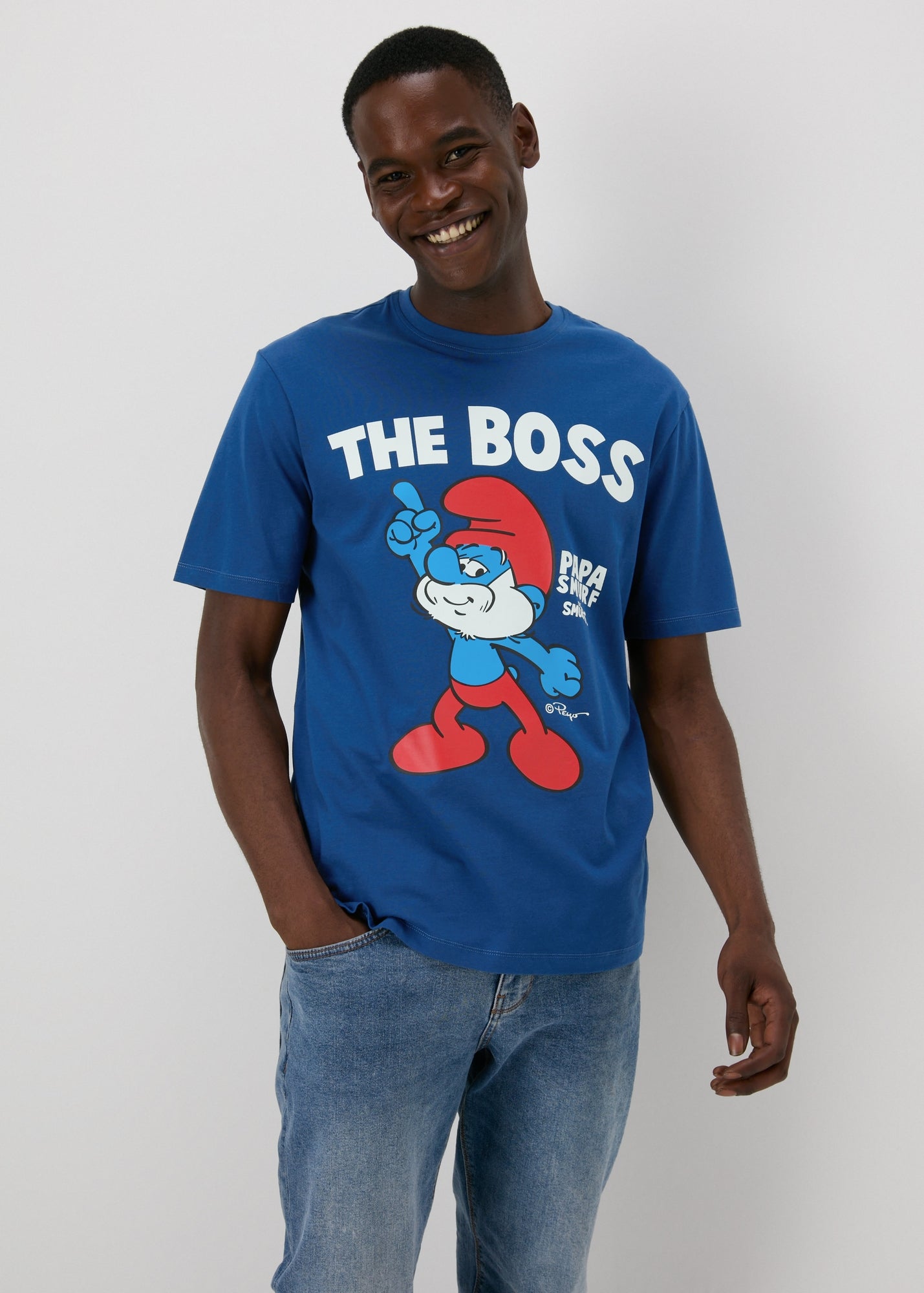 Smurfs Papa Blue T-Shirt - S | Matalan