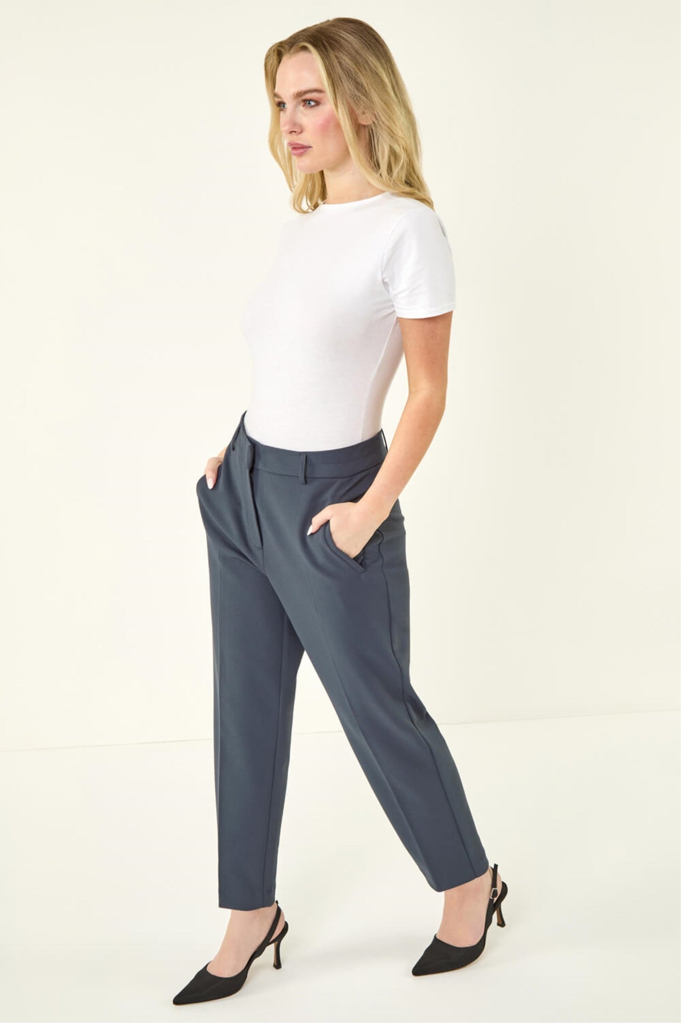 cigarette trousers matalan Gini London Black Ankle Grazer Cigarette Tailoring Trousers - 14