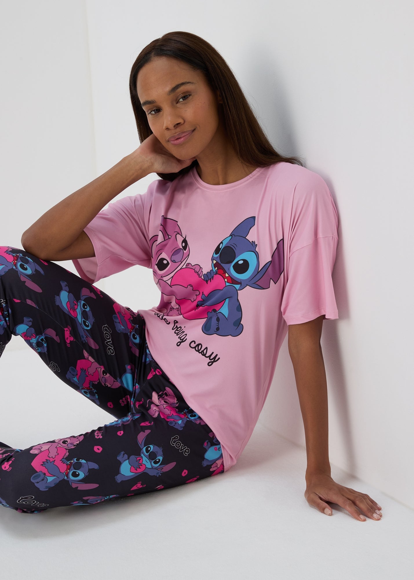 Disney Pink Lilo & Stitch Pyjama Set - Extra small | Matalan