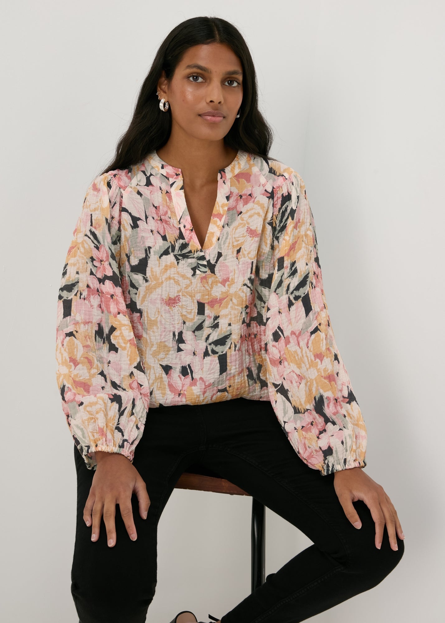 Pink Floral Textured Blouse - 8 | Matalan