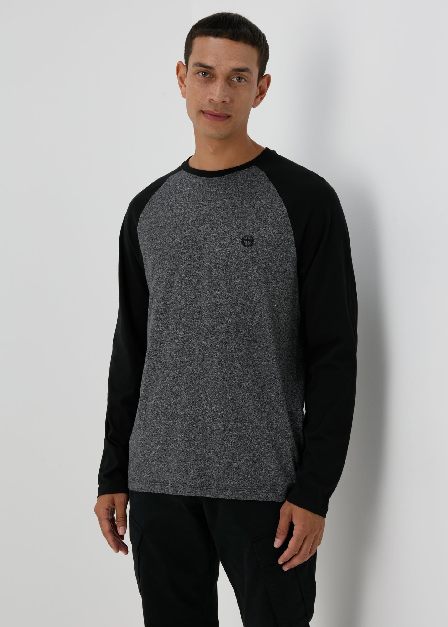 Grey Raglan Long Sleeve T-Shirt - S | Matalan