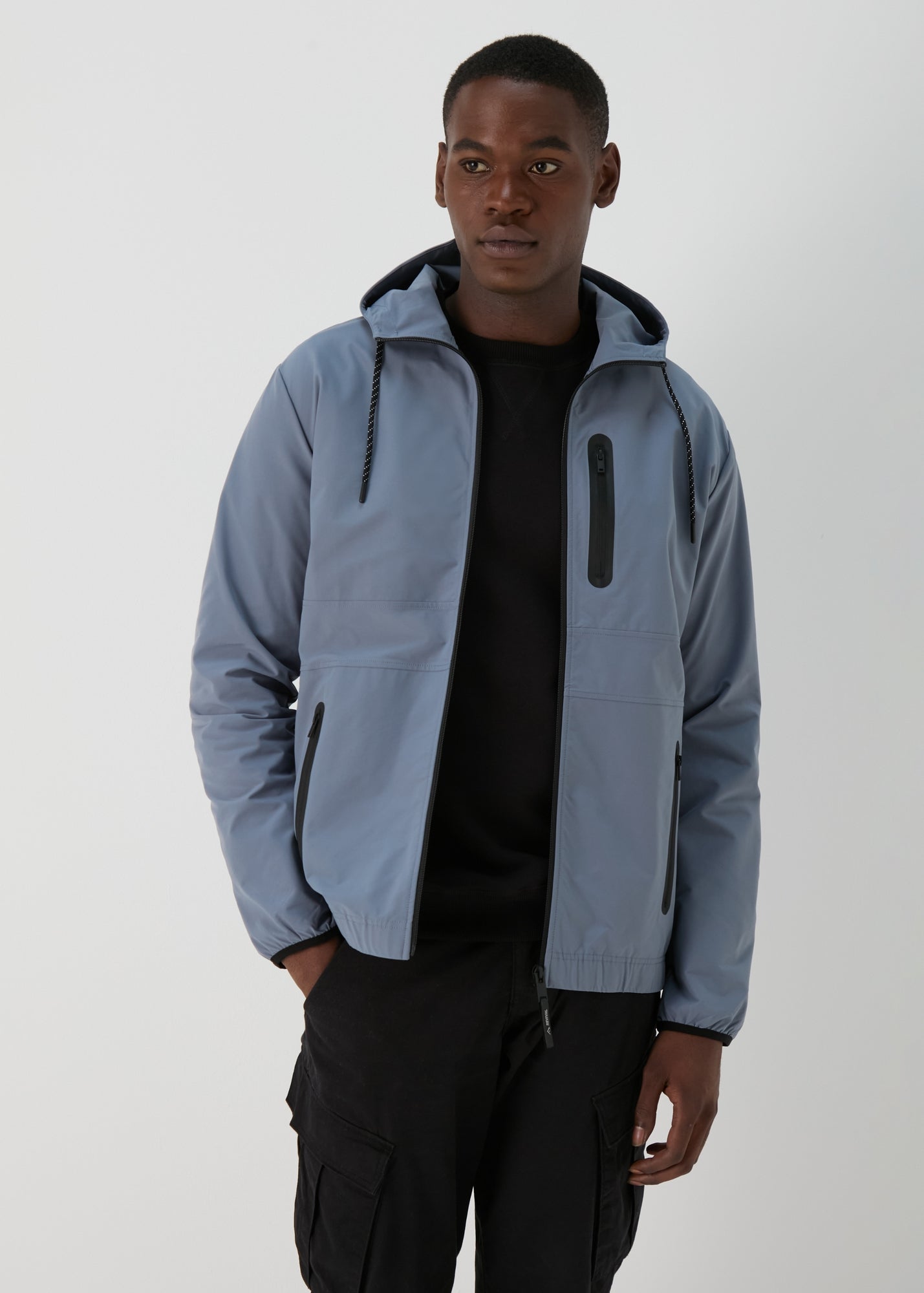 Souluxe Blue Hooded Windbreaker Jacket - S | Matalan
