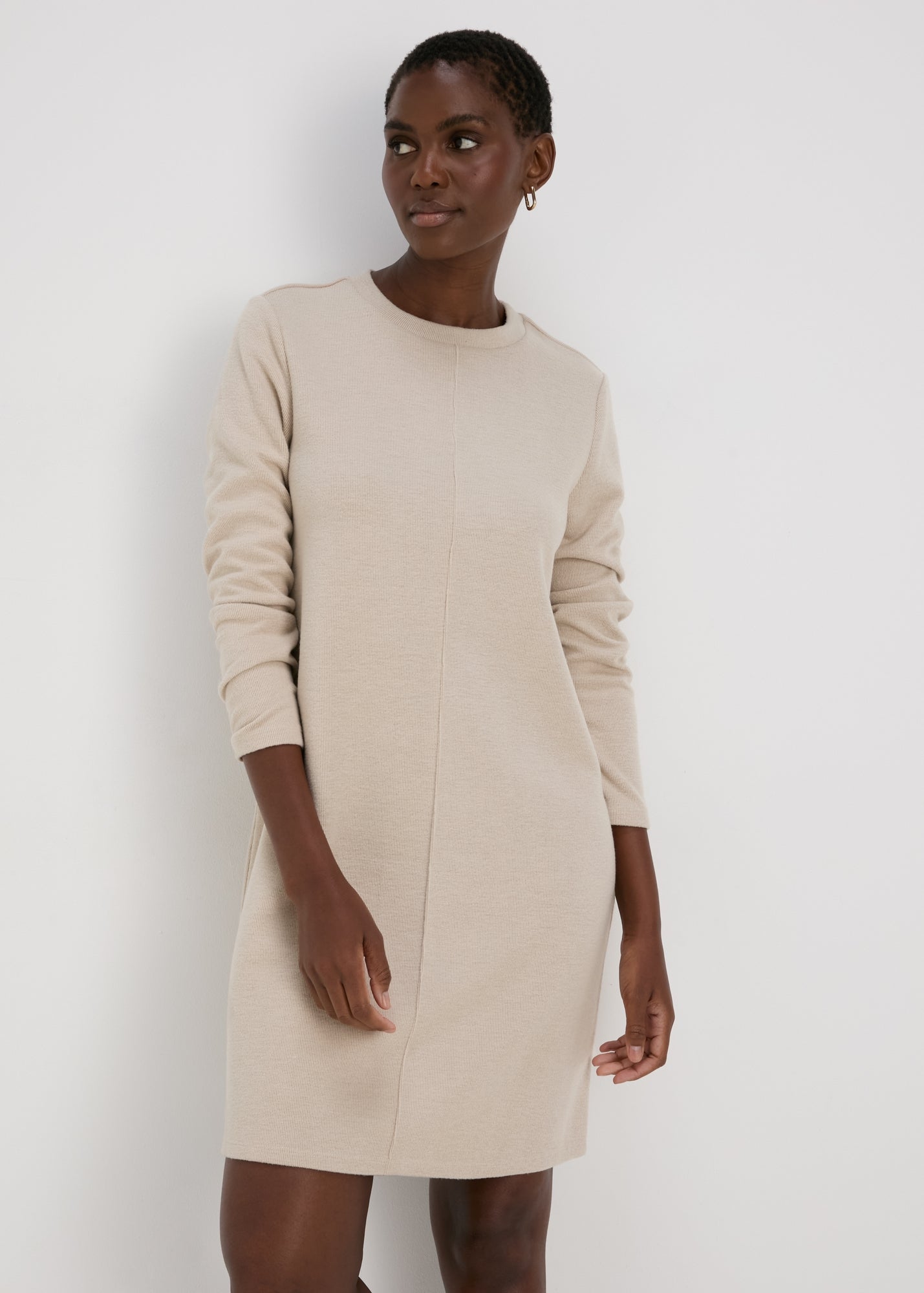 Papaya Petite Oatmeal Ribbed Sweater Dress - 6 | Matalan