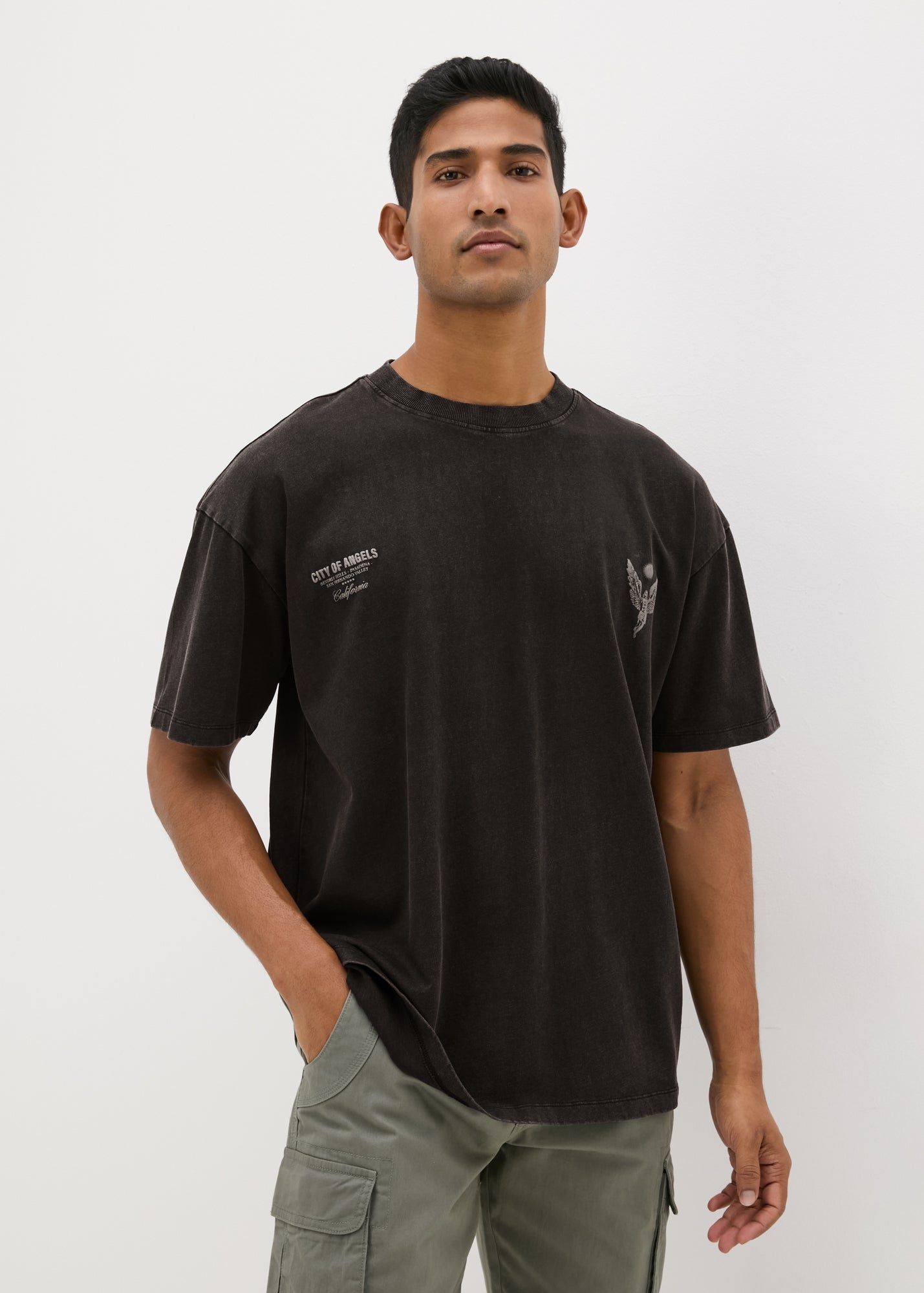 CITY OF ANGELS Tシャツ ミディアムフィット で 杢ブラック 【公式通販】