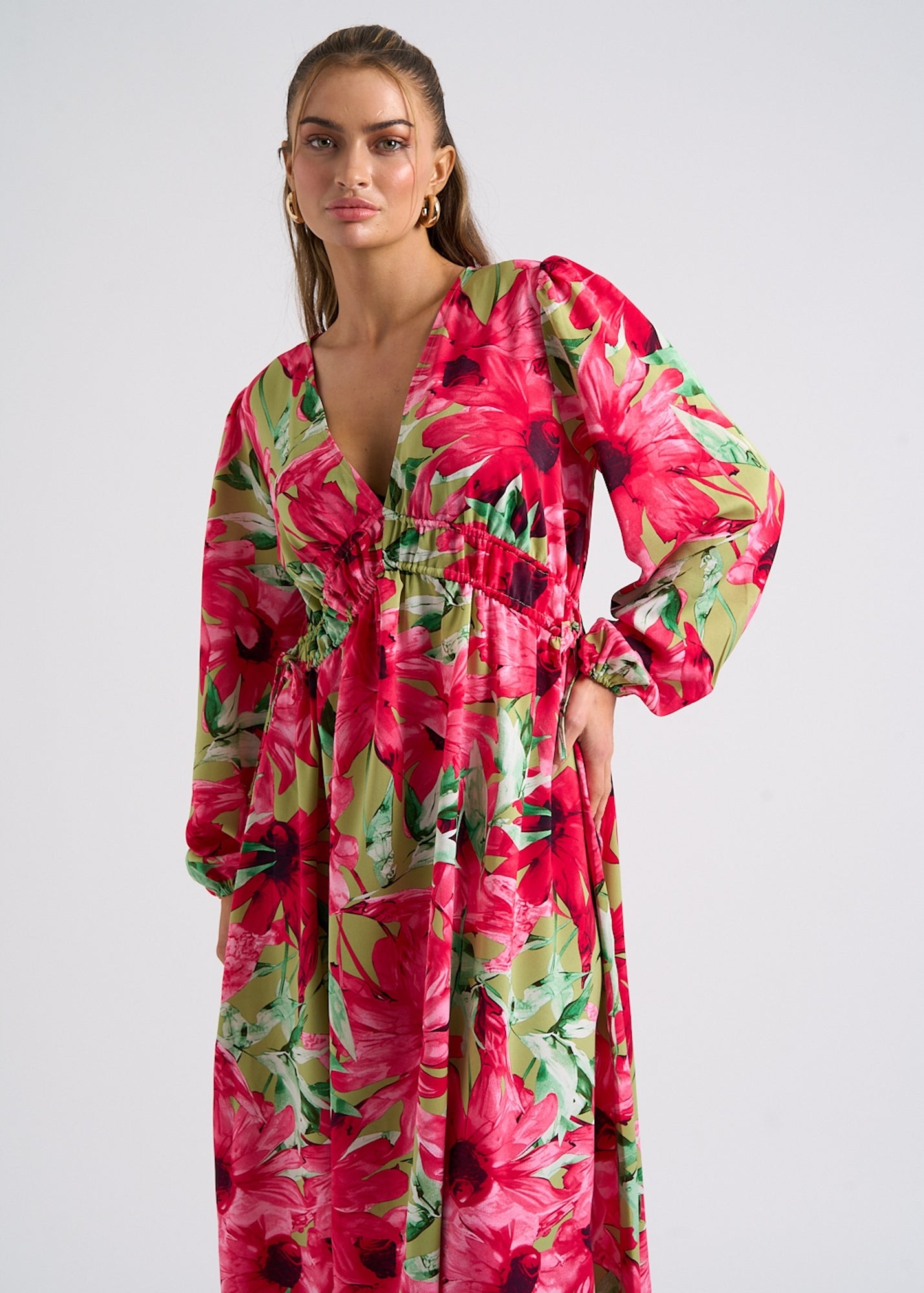 Gini London Green Floral Elastic Waist Maxi Dress - 8 | Matalan Gini London Green Floral Elastic Waist Maxi Dress - 8 | Matalan