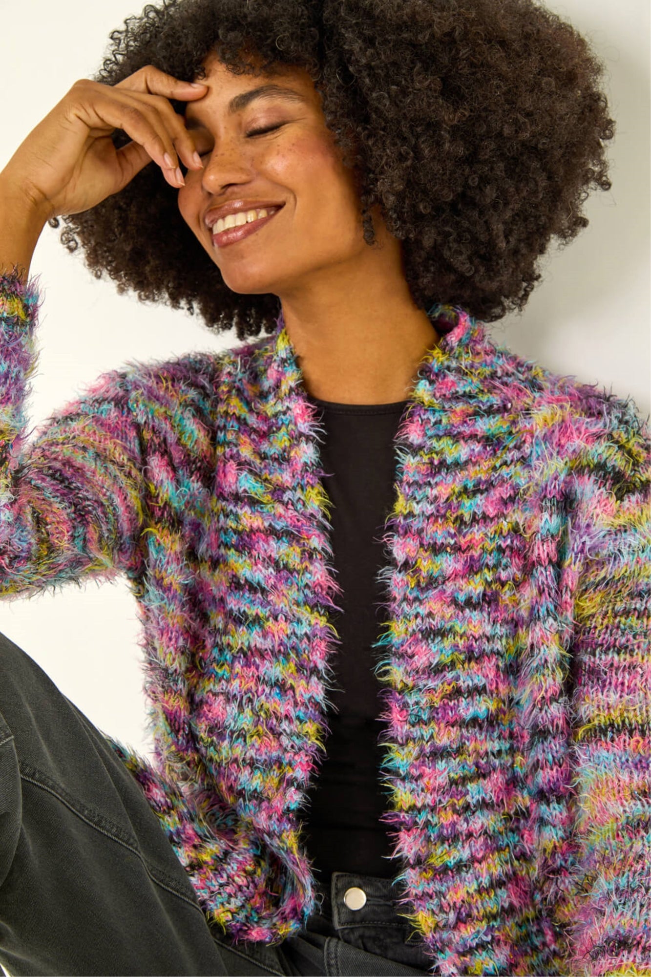 Roman Natural Fluffy Sparkle Cardigan - 10 | Matalan