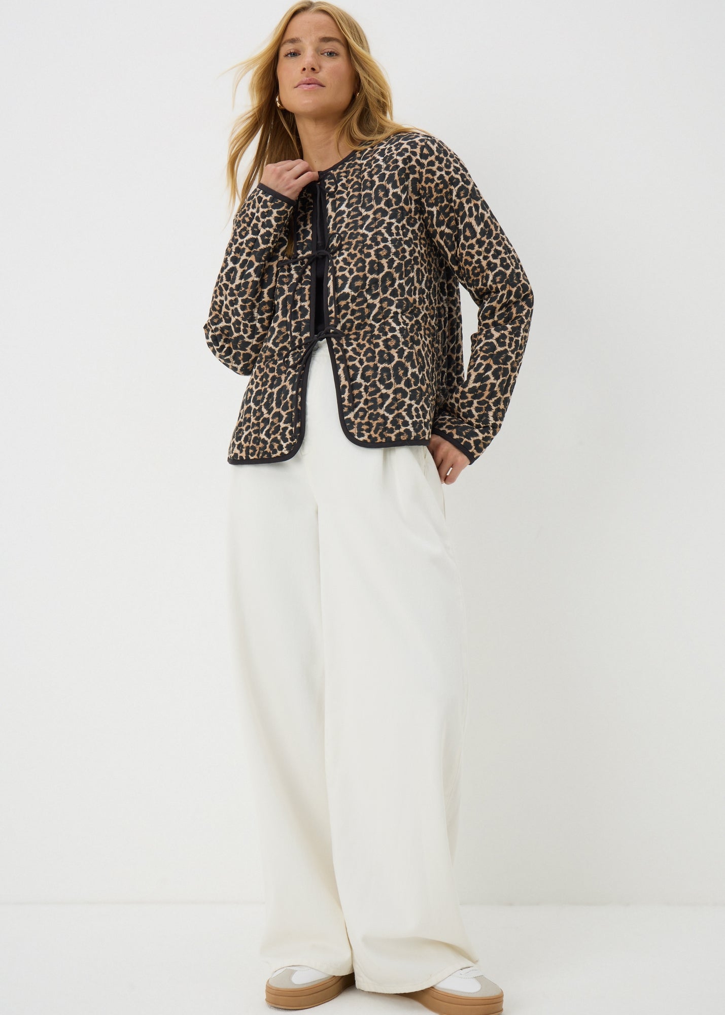 Brown Leopard Print Quilted Jacket - S | Matalan