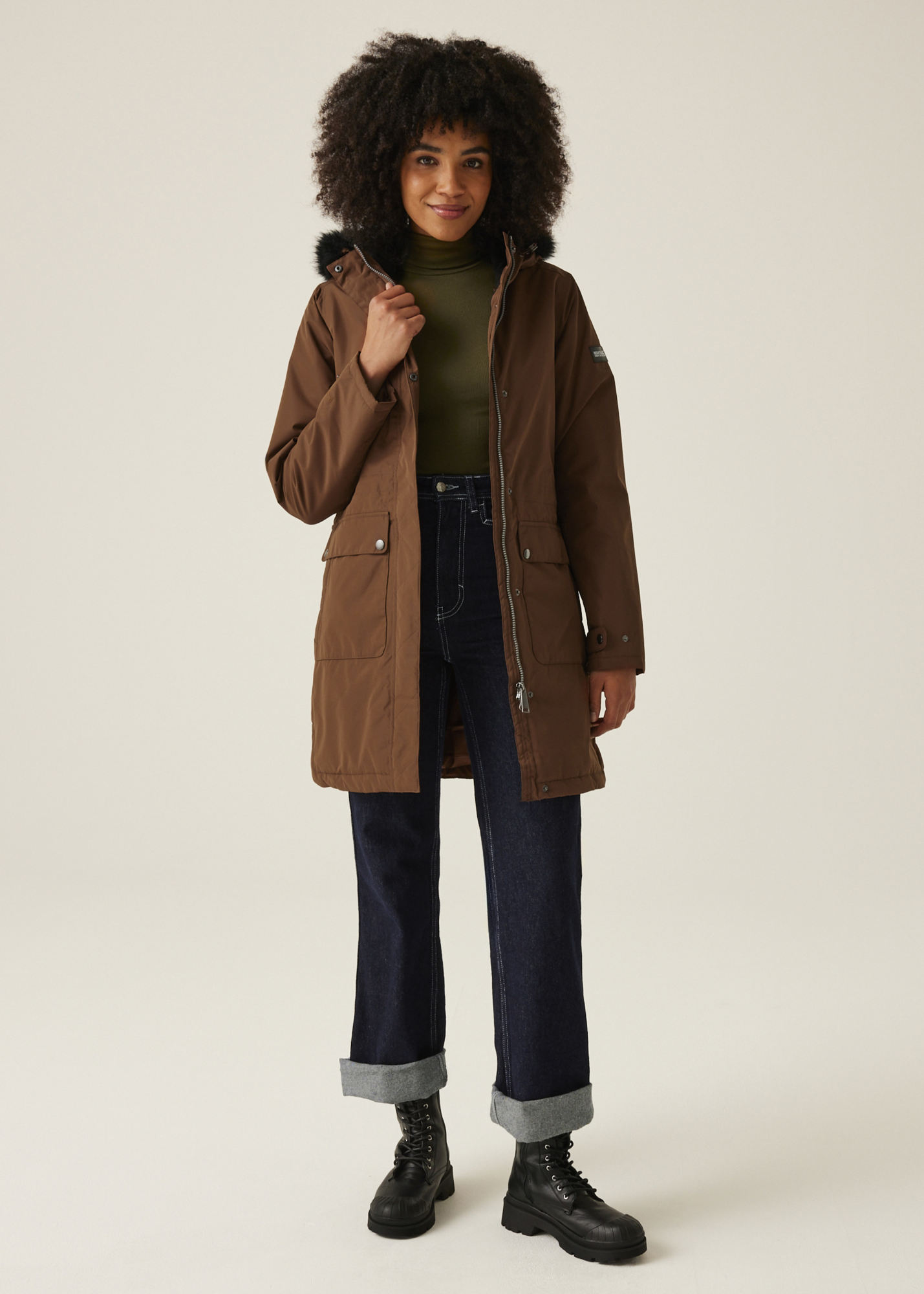 Regatta Dark Brown Sabinka II Fur Trim Parka Jacket - 18 | Matalan