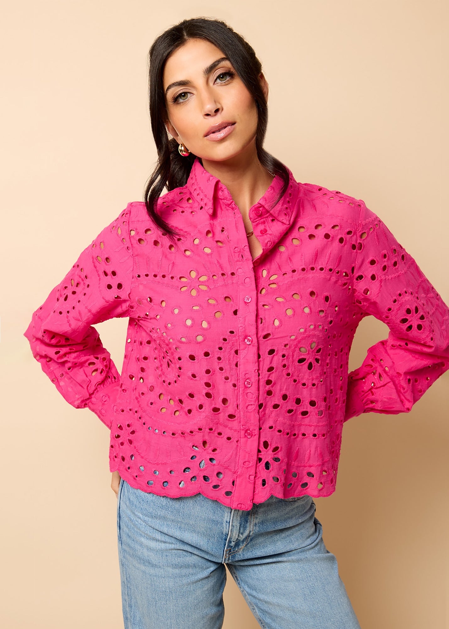 【新品】 pois blouse tee ピンク Little Mistress Pink Broderie Shirt by Vicky Pattison - Size 8