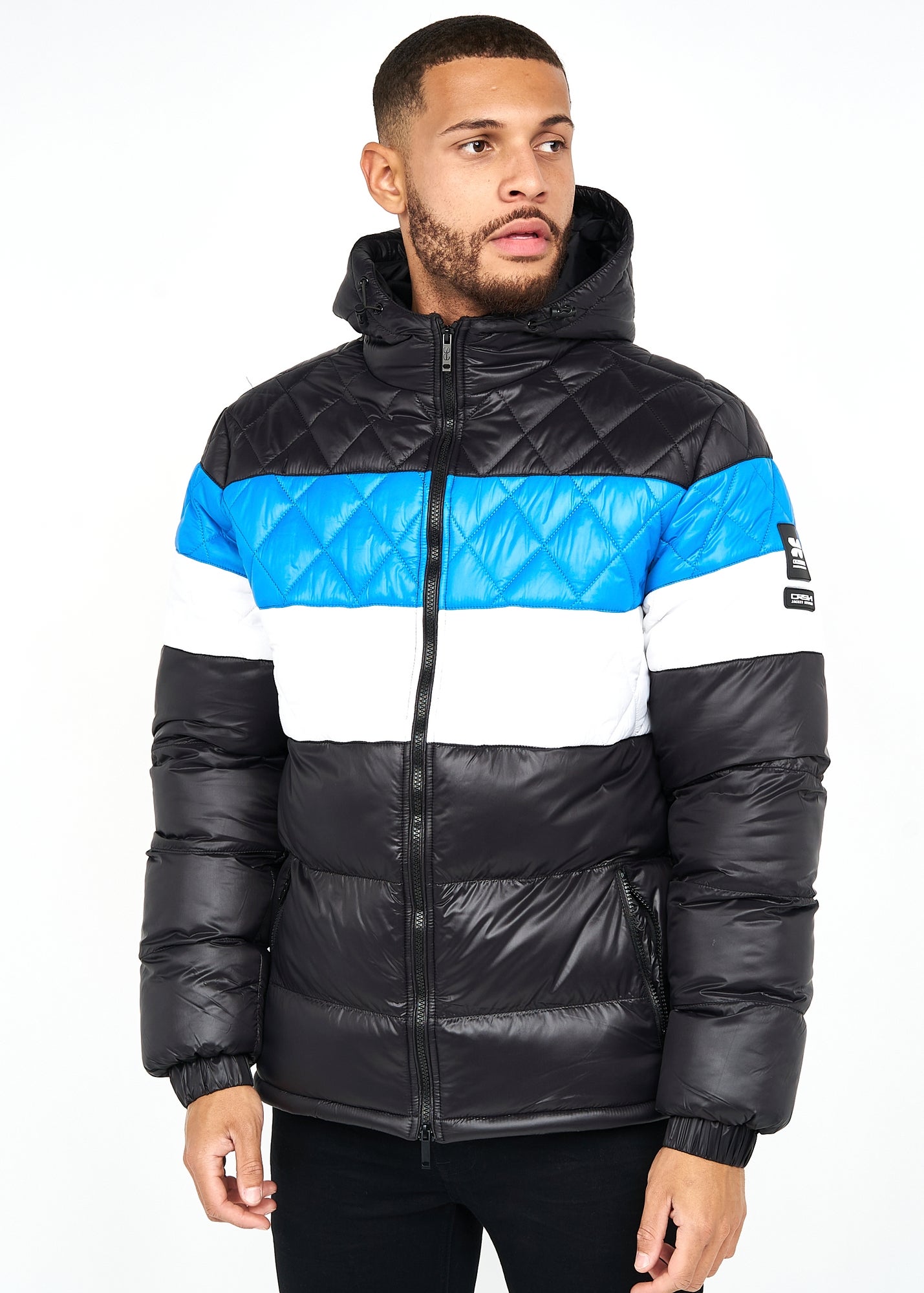 Crosshatch Black/Blue Pelmarsh Quilt Panel Jacket - S | Matalan
