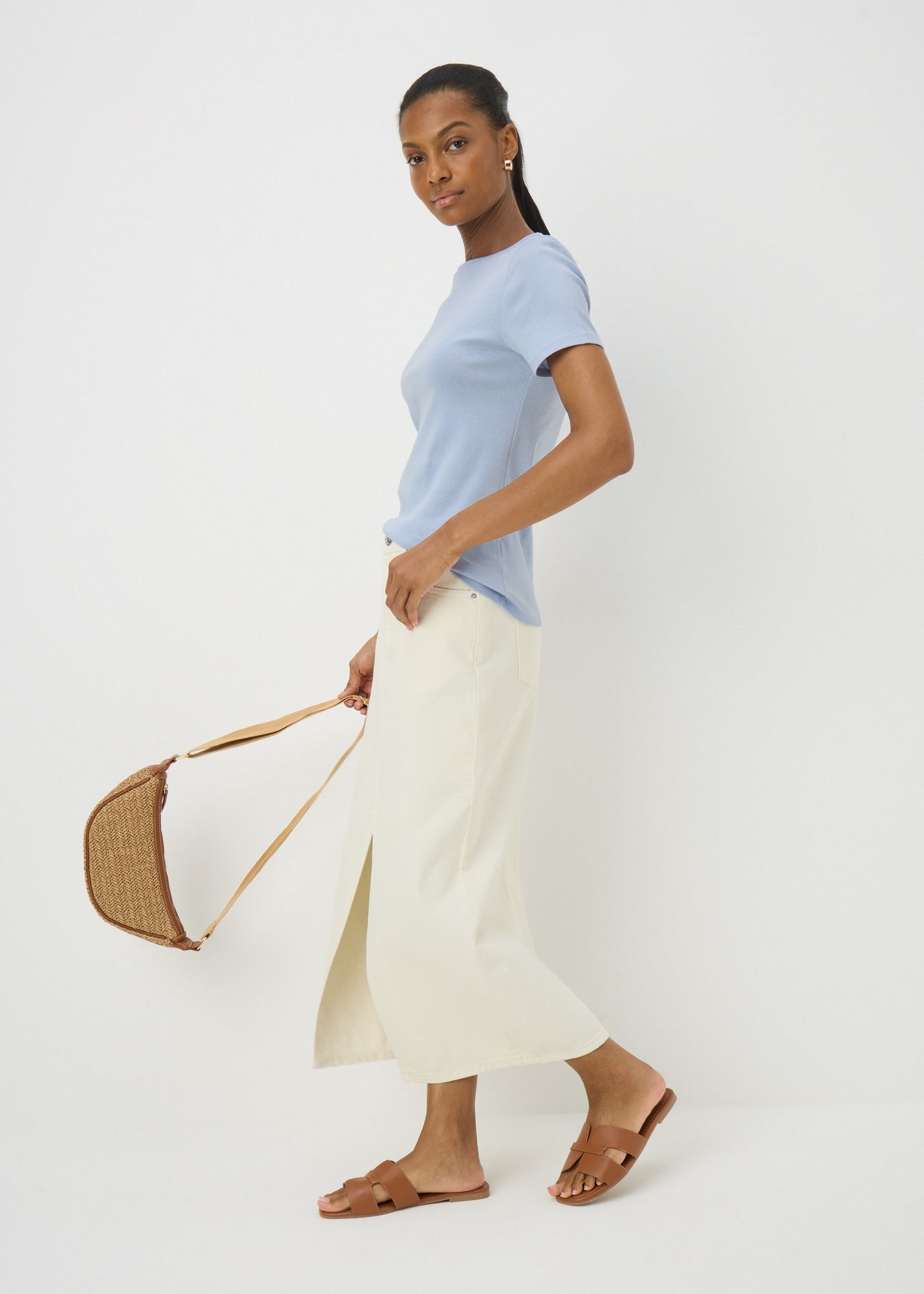 Pale Blue Fitted T-Shirt - 8 | Matalan