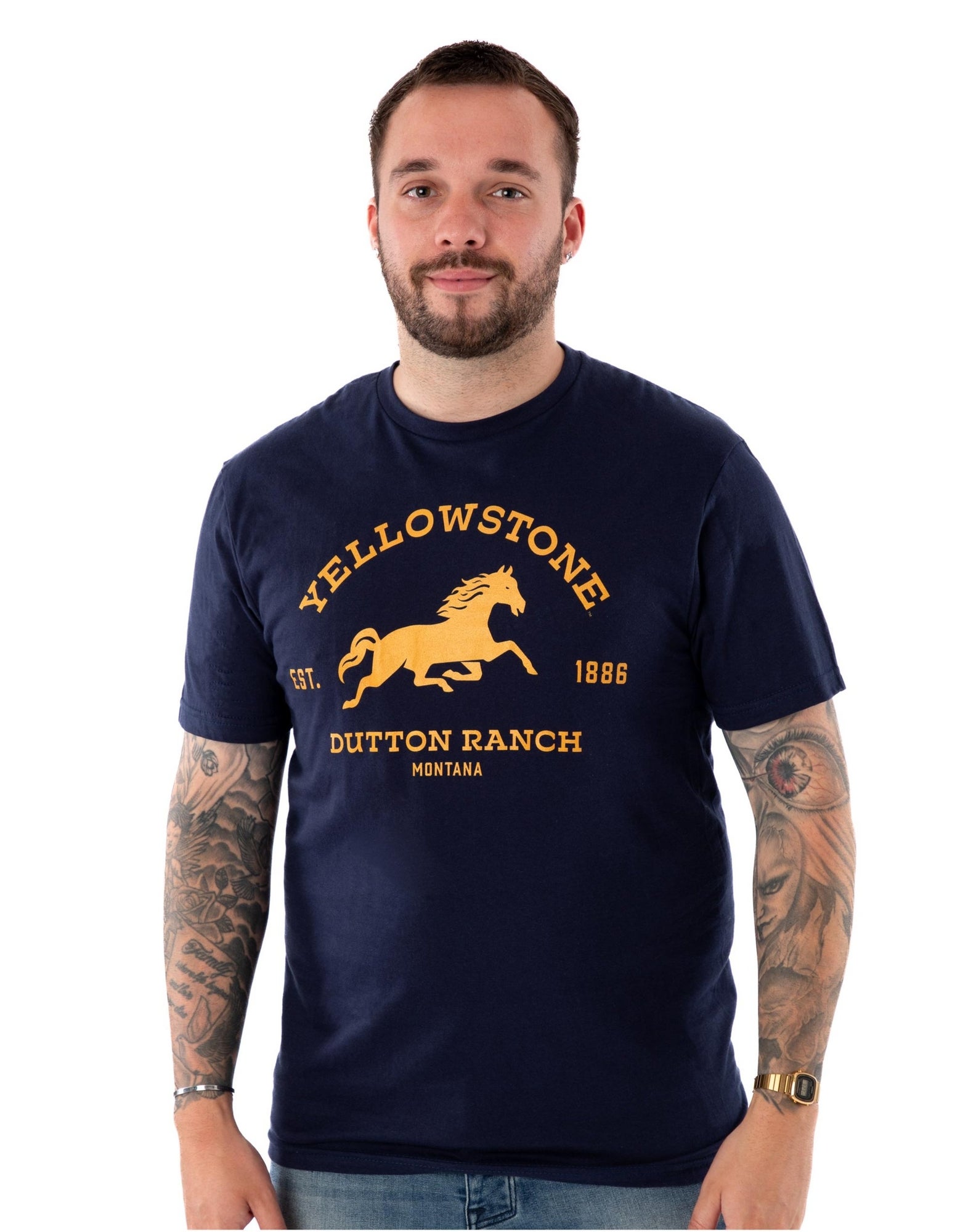 Y Yellowstone Pyjama van katoen voor heren, cadeaus voor heren, Oranje/Zwart, L