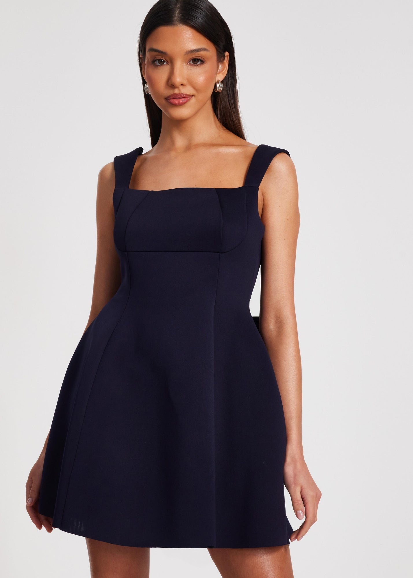 quiz navy skater dress QUIZ Women's Scuba Crepe Square Neck Skater Dress