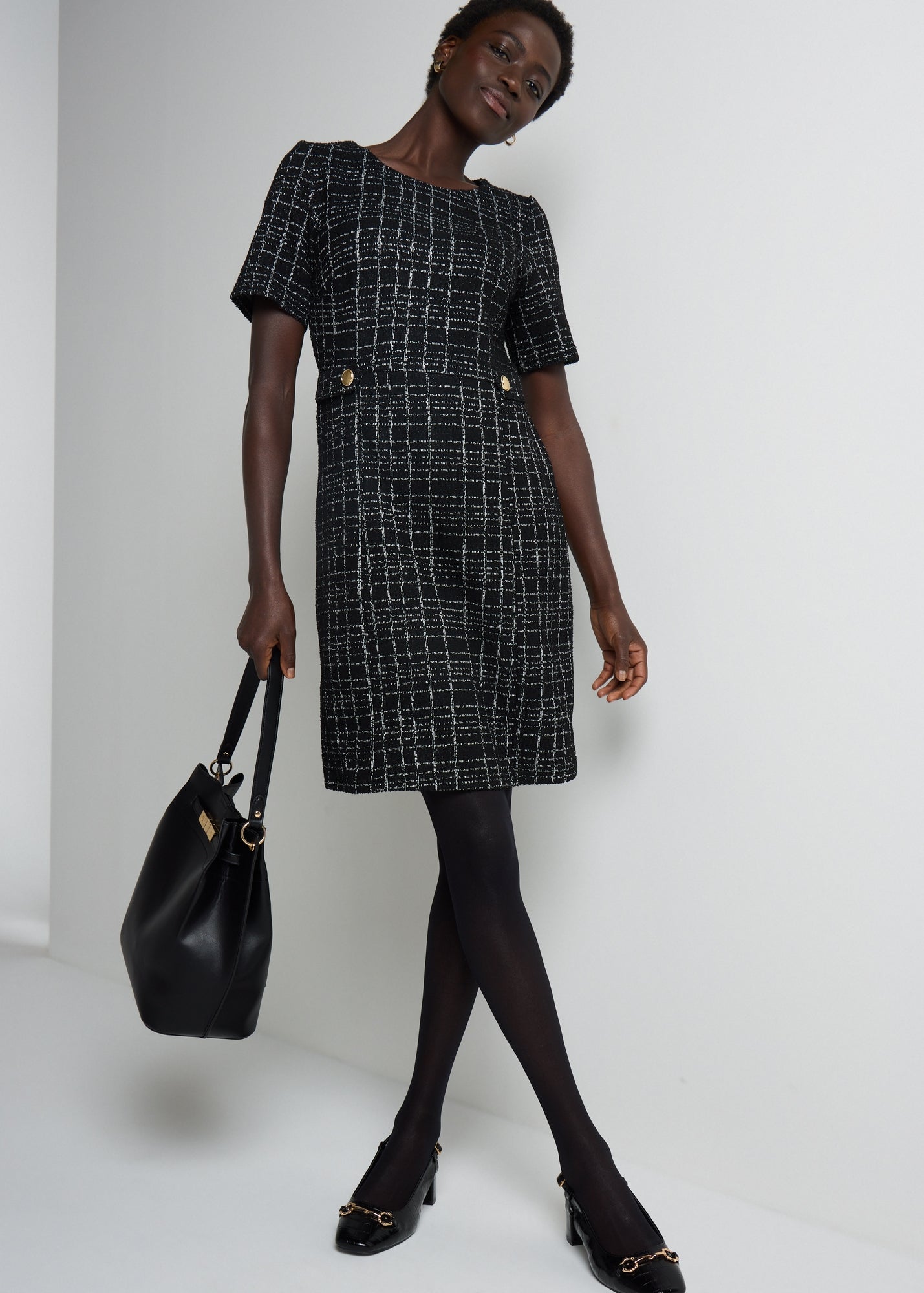 Et Vous Black Boucle Ponte Mini Dress - 8