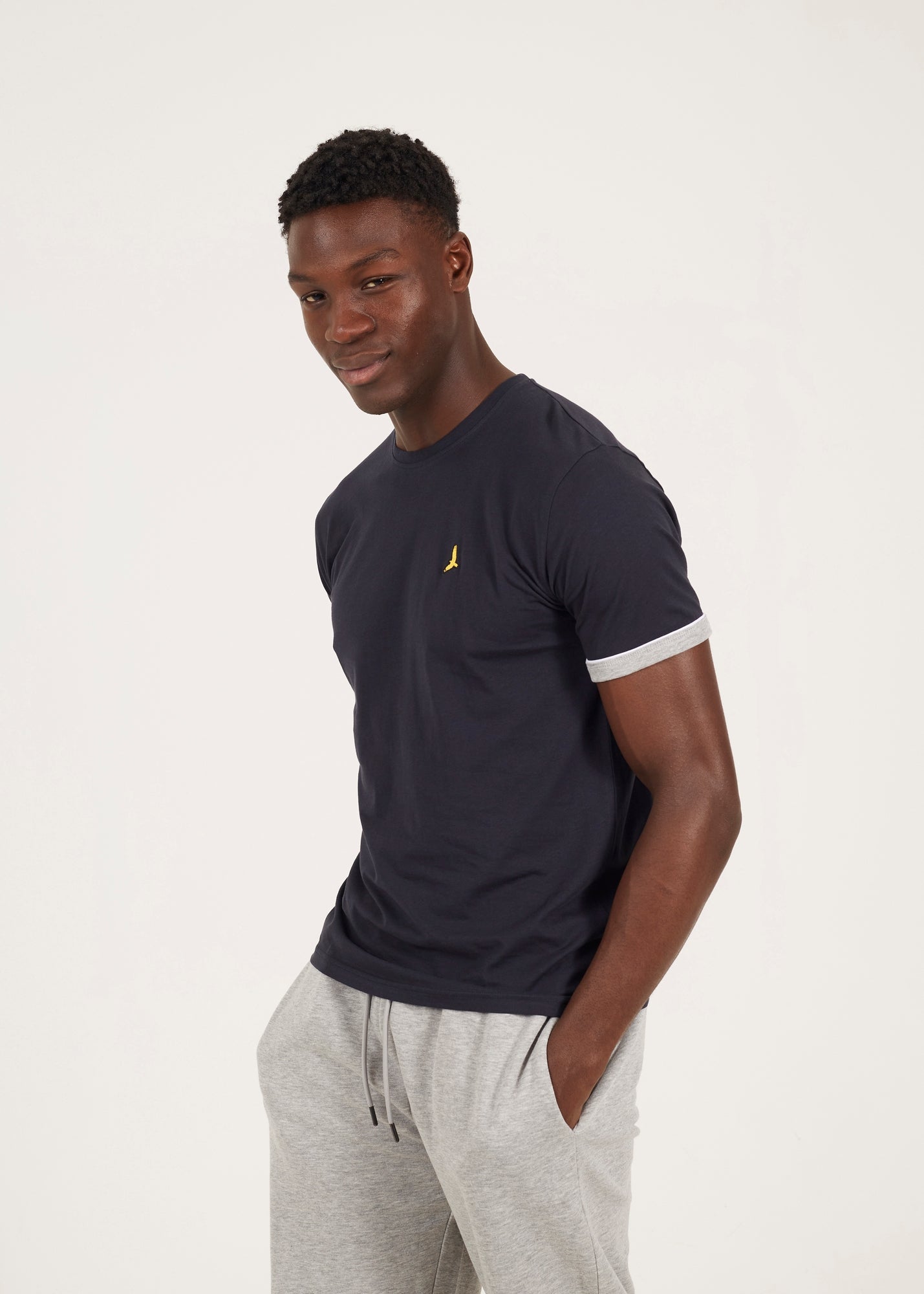 Brave Soul Navy Crew Neck T-Shirts with Contrast Piping 3-Pack - S