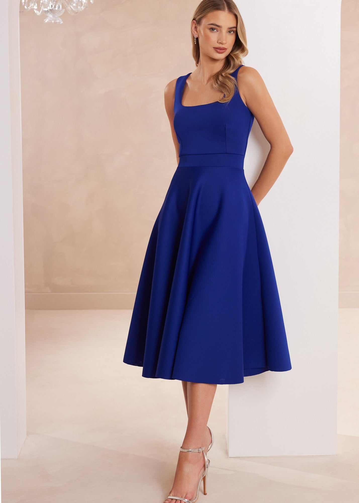 Quiz Blue A Line Midi Dress - 10 | Matalan Quiz Blue A Line Midi Dress - 10 | Matalan