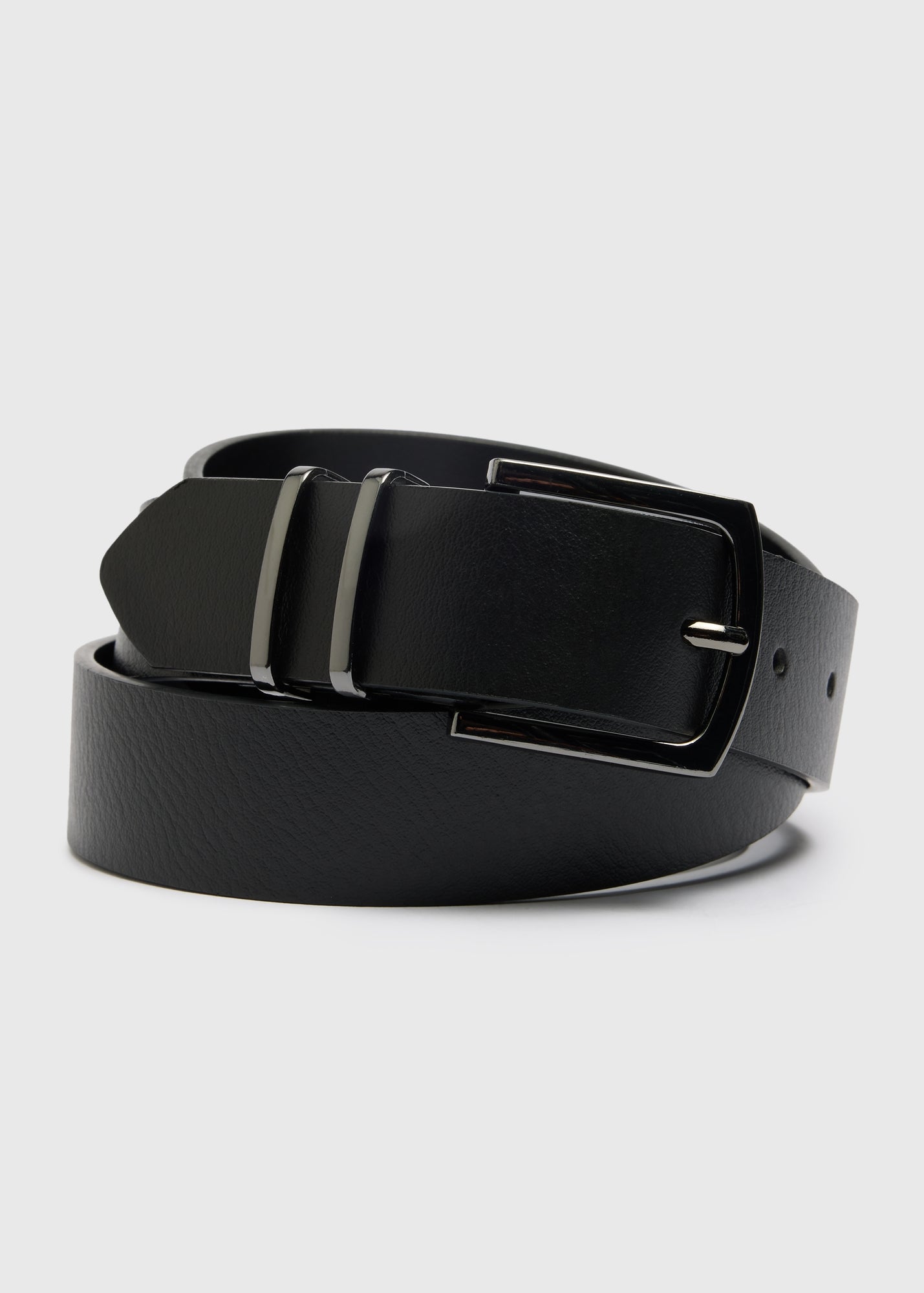 Black Faux Leather Belt - 2XL-3XL | Matalan
