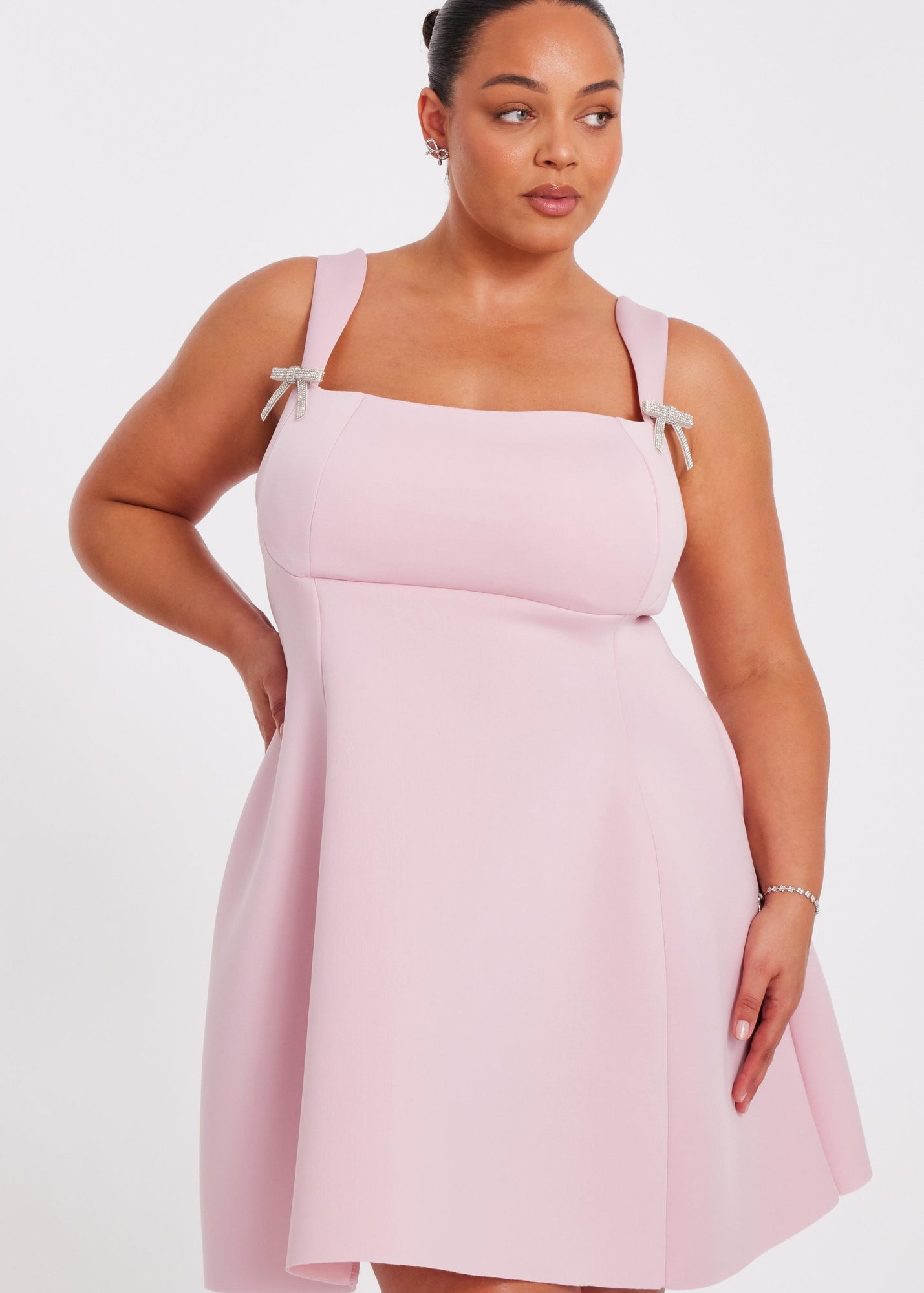 Quiz Pink Curve A-Line Mini Dress - 16 | Matalan