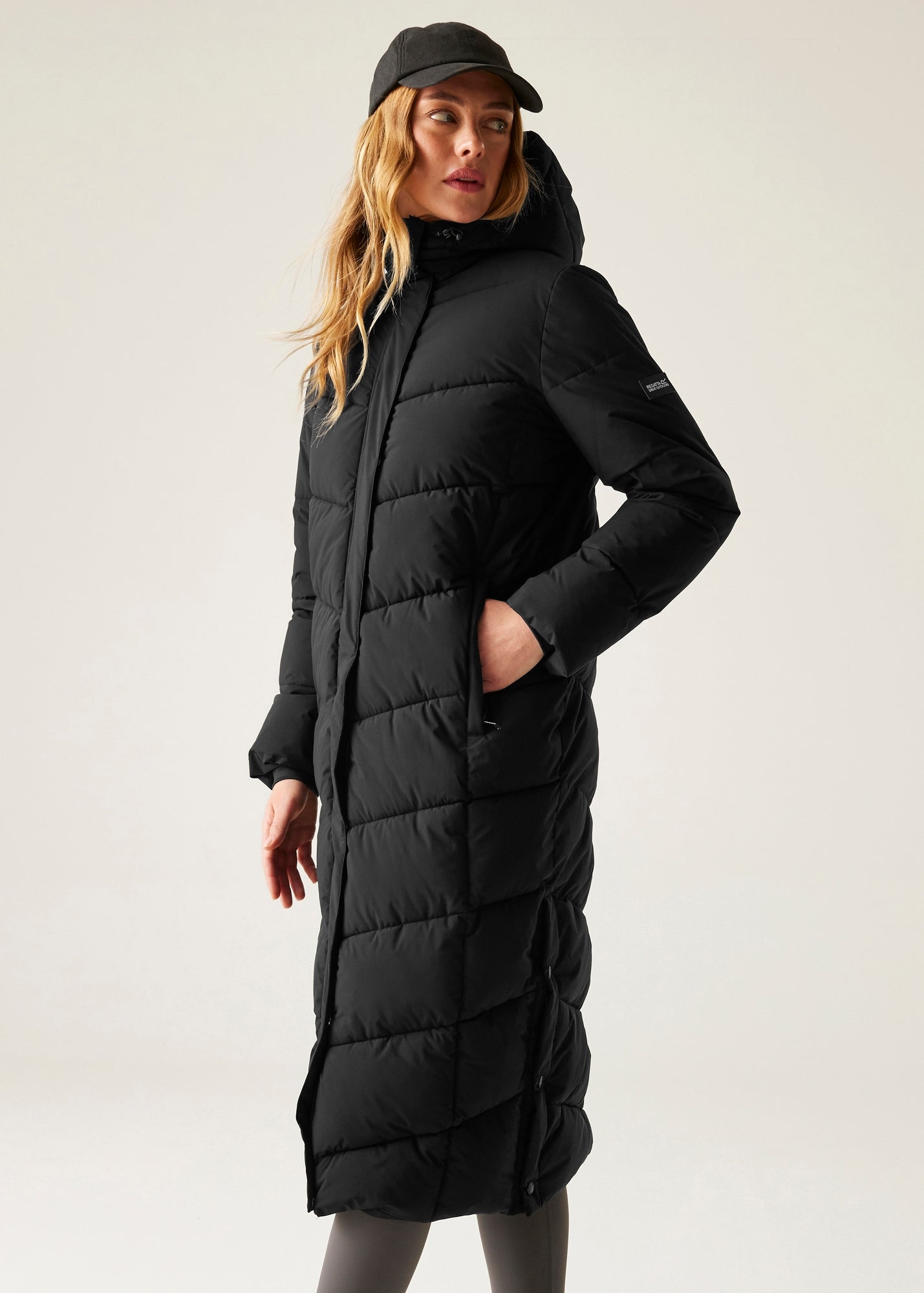 Black Funnel Neck Showerproof Padded Mid Length Coat - XS | Matalan
