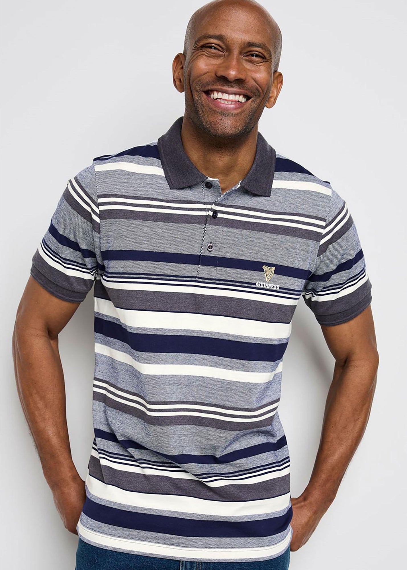 Cotton Traders Grey Marl Guinness TM 1/2 Short Sleeve Jersey