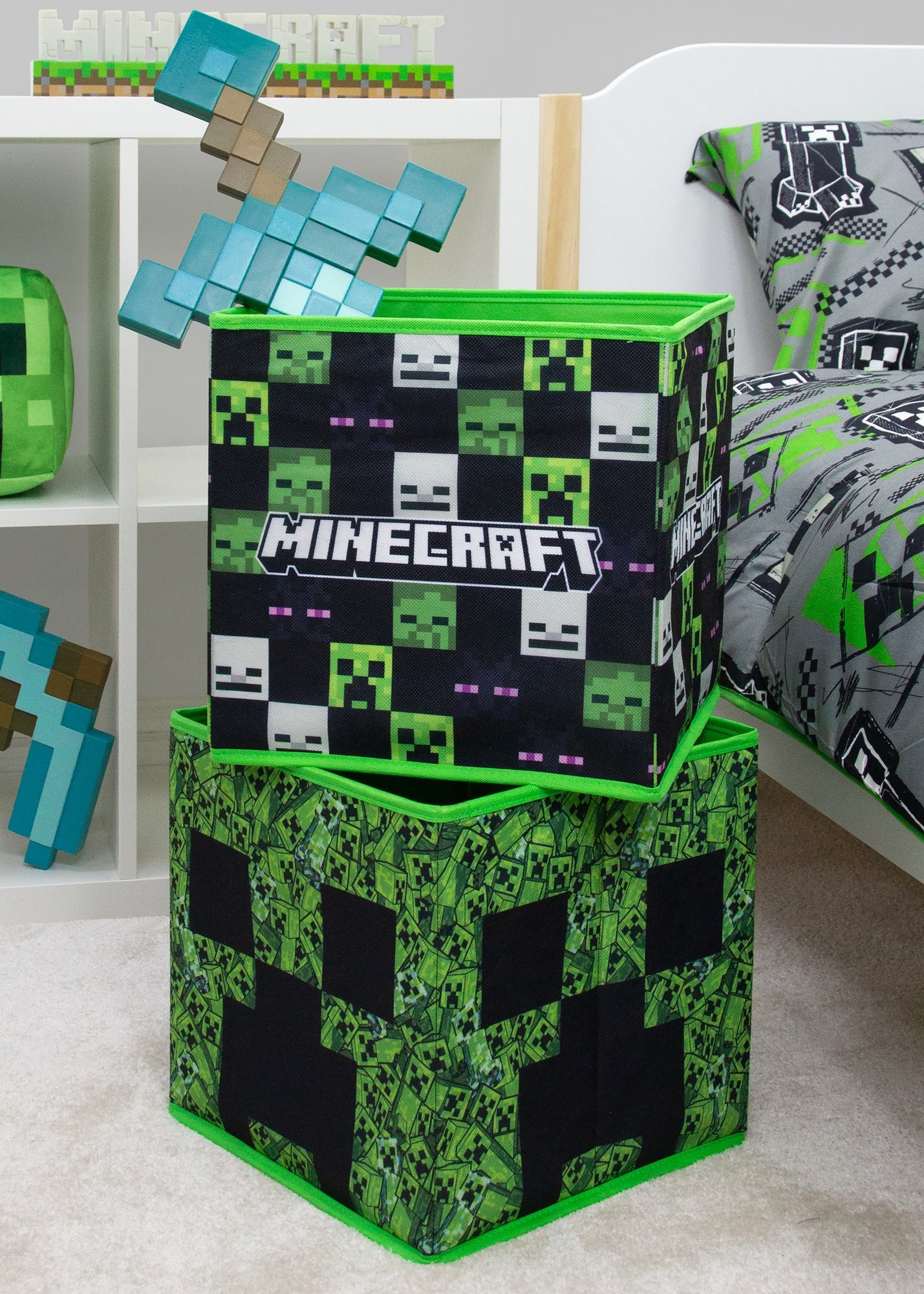Minecraft Lanyard Minecraft Creeper Pattern Nylon Tri-Fold Wallet Multi
