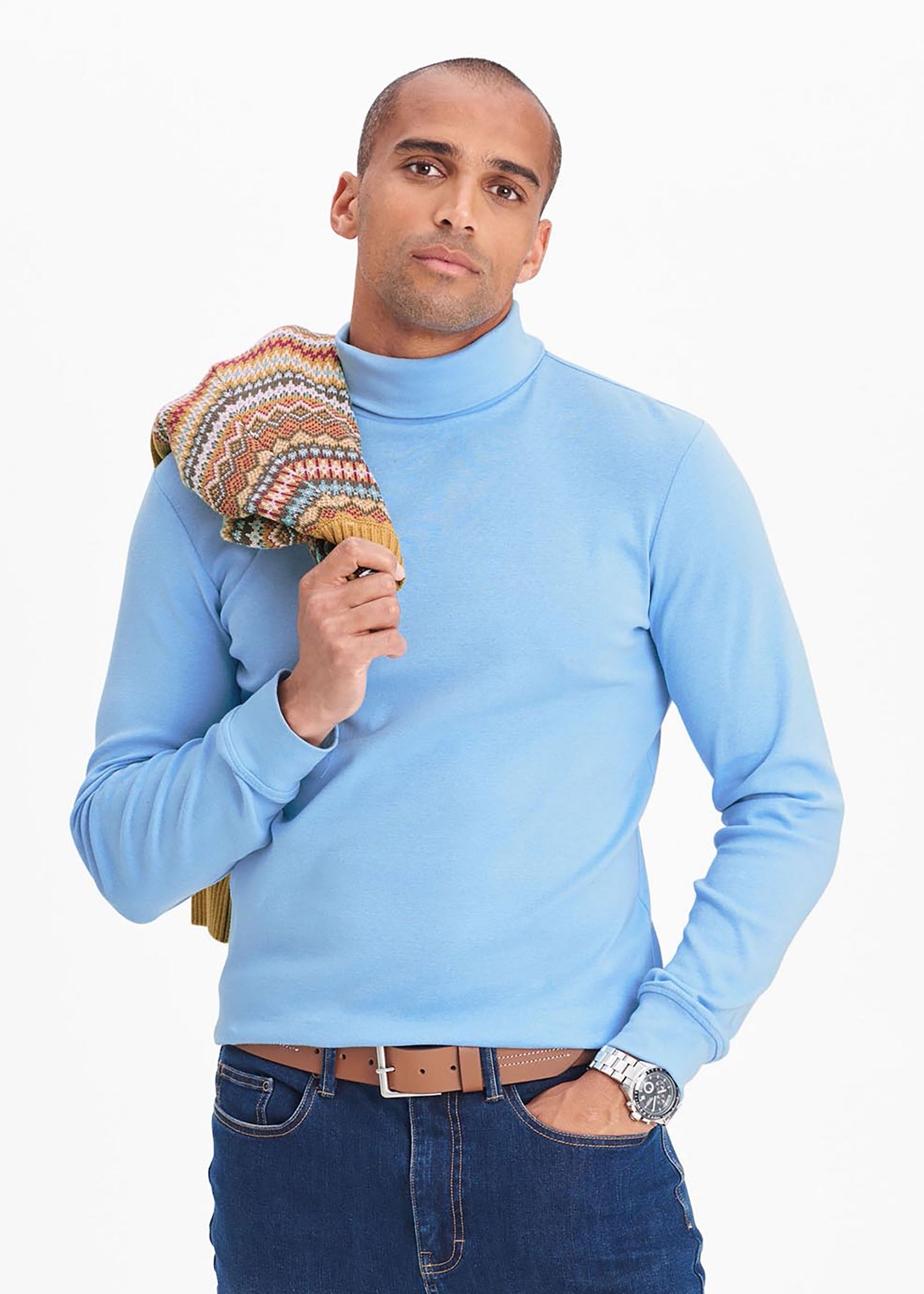 Cotton Traders Blue Frost Long Sleeve Roll Neck Top - L | Matalan