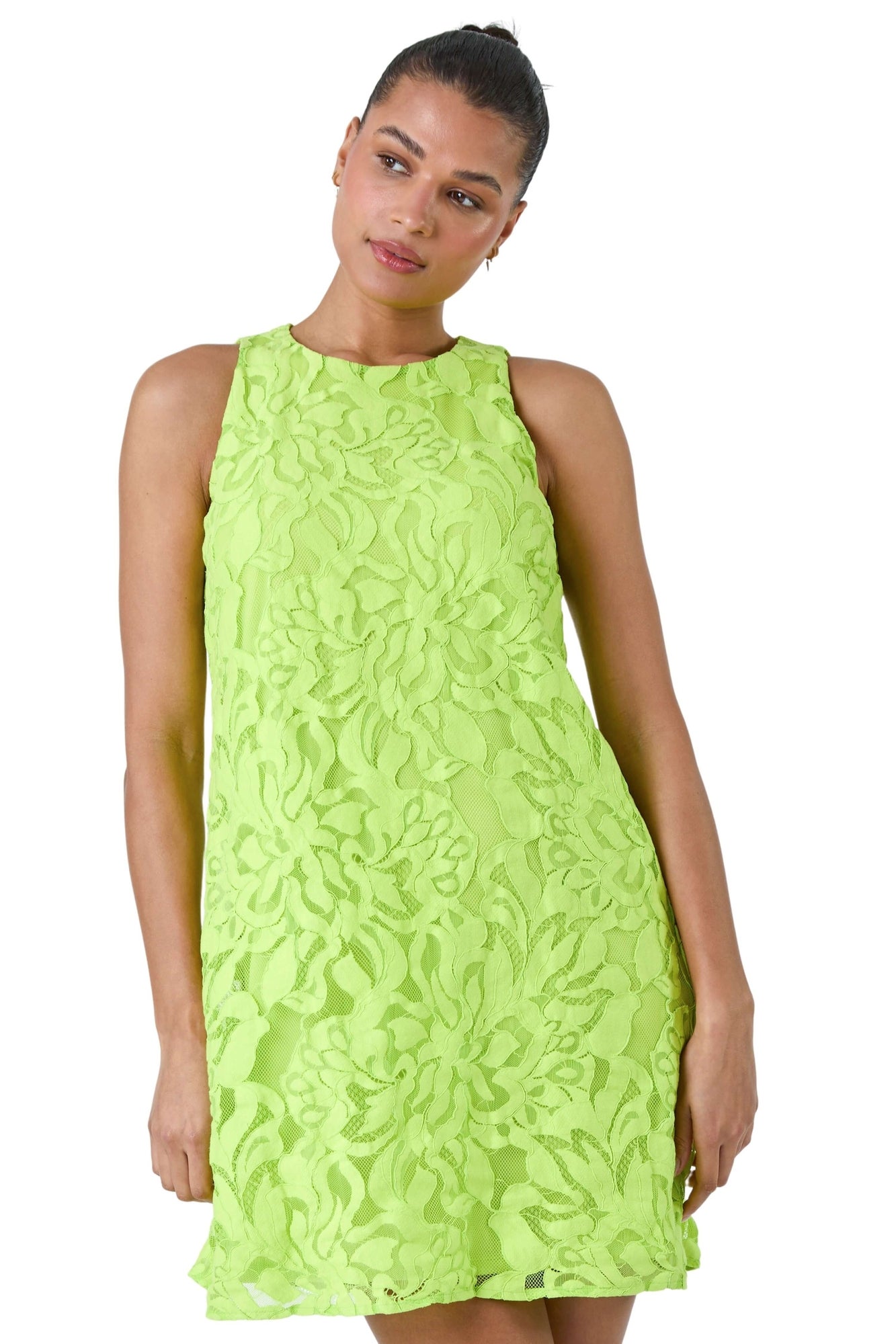 Roman Lime Lace Swing Dress - 18