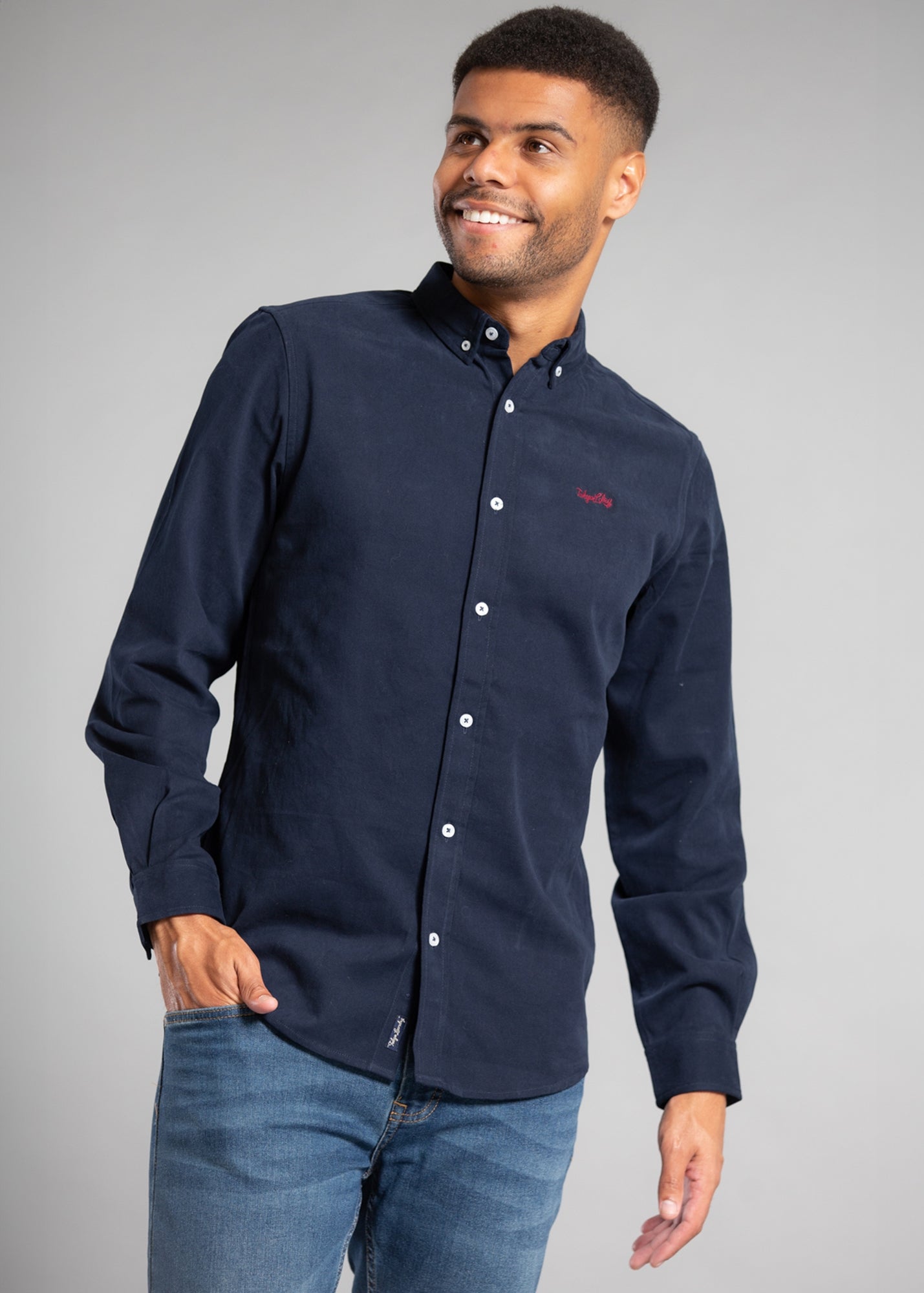 Tokyo Laundry Navy Cotton Oxford Long Sleeve Shirt - XL | Matalan