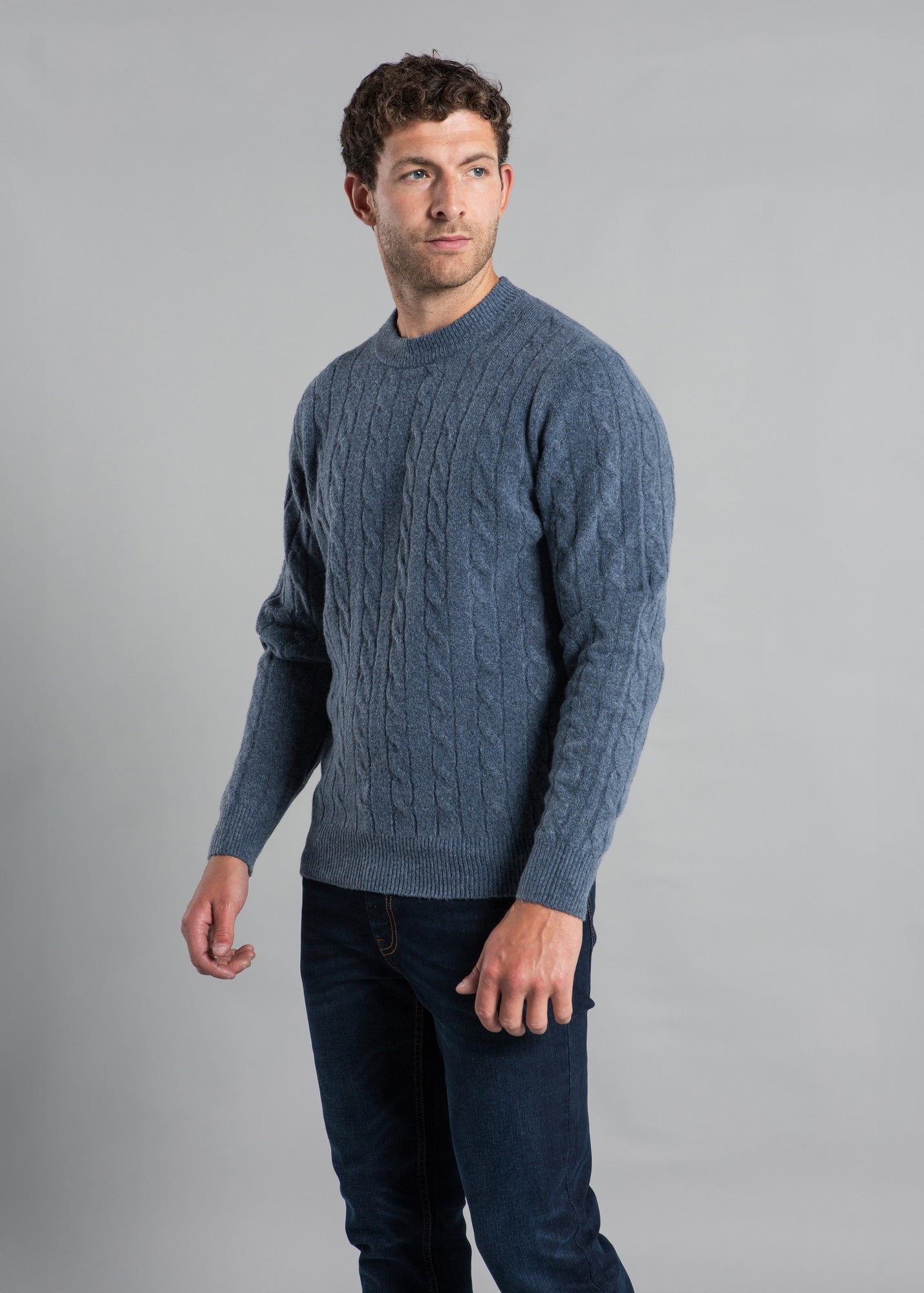 Kensington Eastside Navy Rope Cable Knit Crew Neck Jumper - 2XL