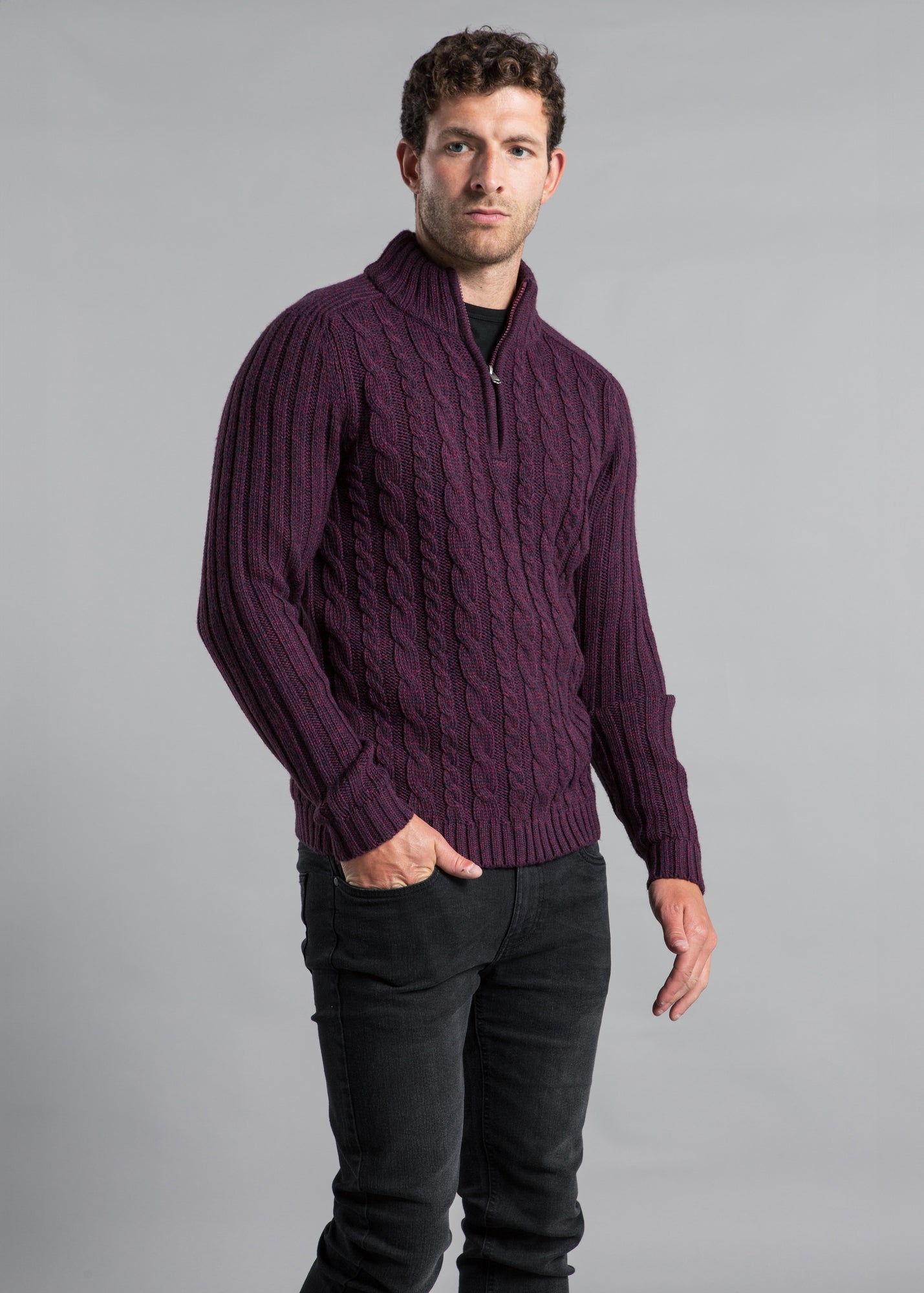 Kensington Eastside Navy 1/4 Zip Cable & Rib Jumper - M