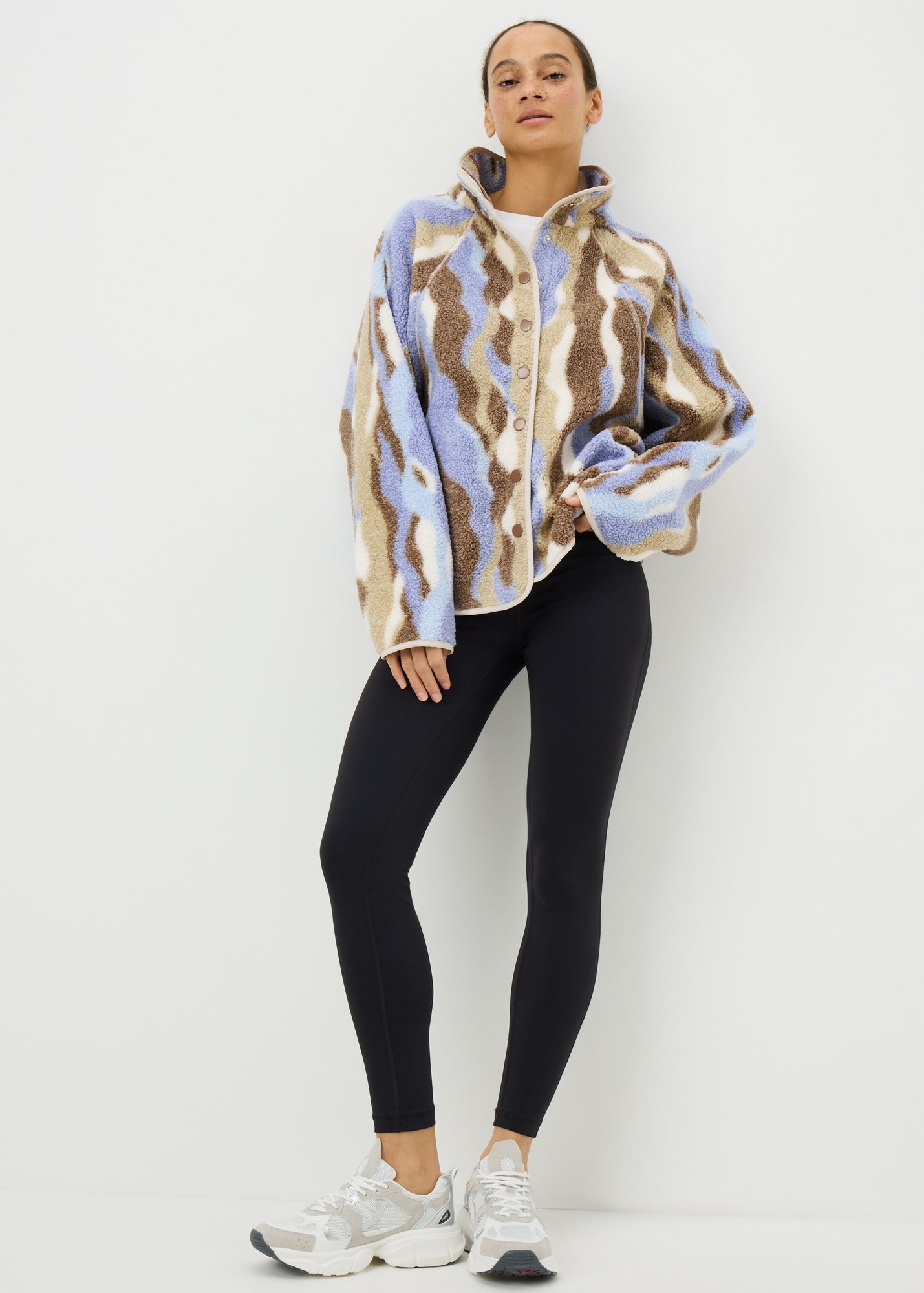 Lilac Abstract Funnel Neck Borg Jacket - S | Matalan