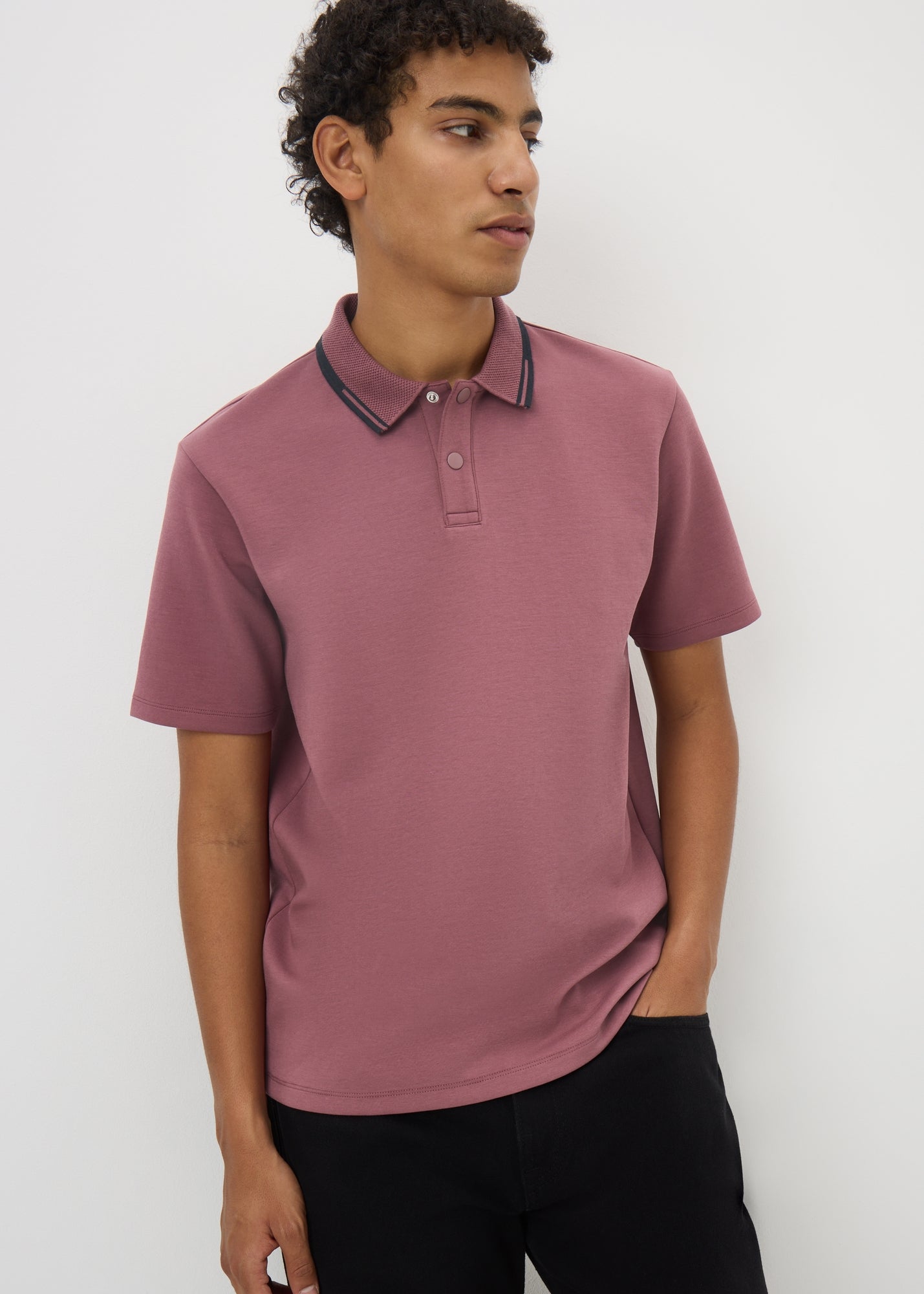Ecru Diamond Jacquard Zip Polo Shirt - 3XL | Matalan